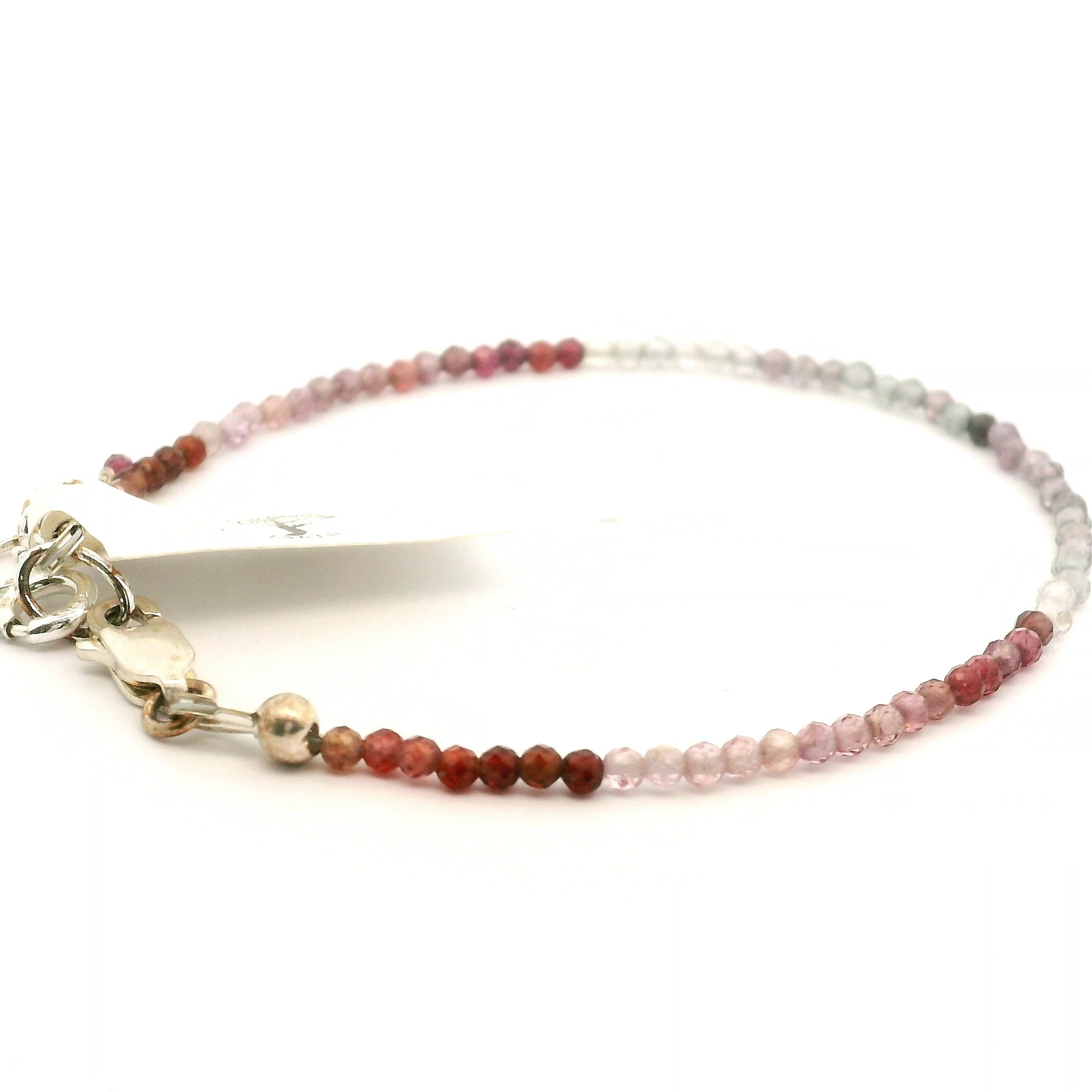 Multi Spinel Waterfall Micro Bracelet 925 Silver for Rejuvenation and Strength