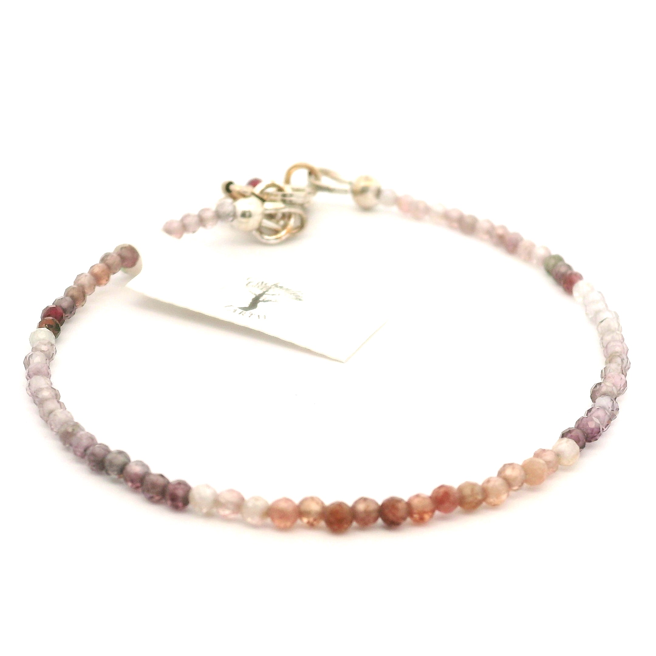 Multi Spinel Waterfall Micro Bracelet 925 Silver for Rejuvenation and Strength