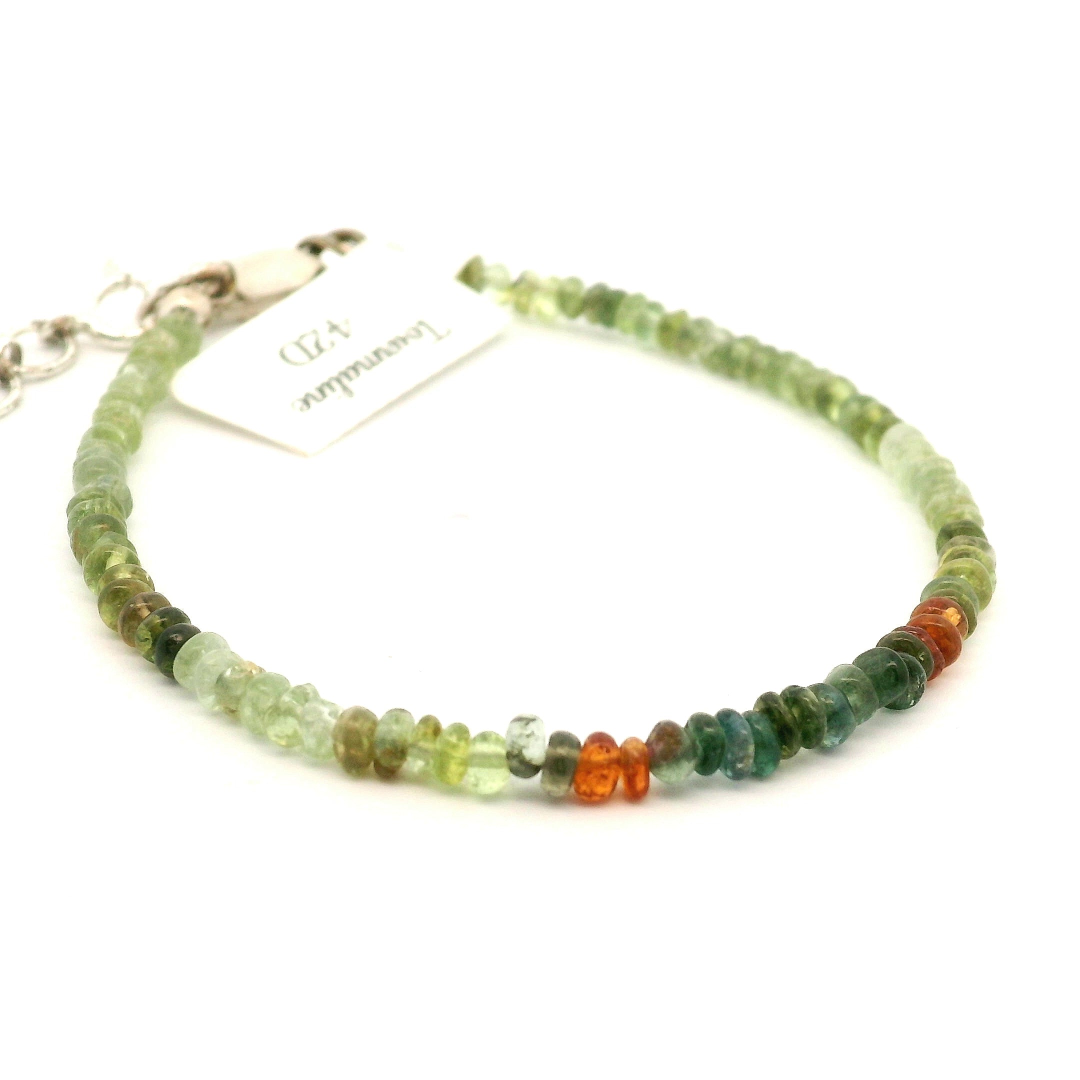 Multi Tourmaline Micro Bracelet 925 Silver for Positivity, Confidence and Self Love