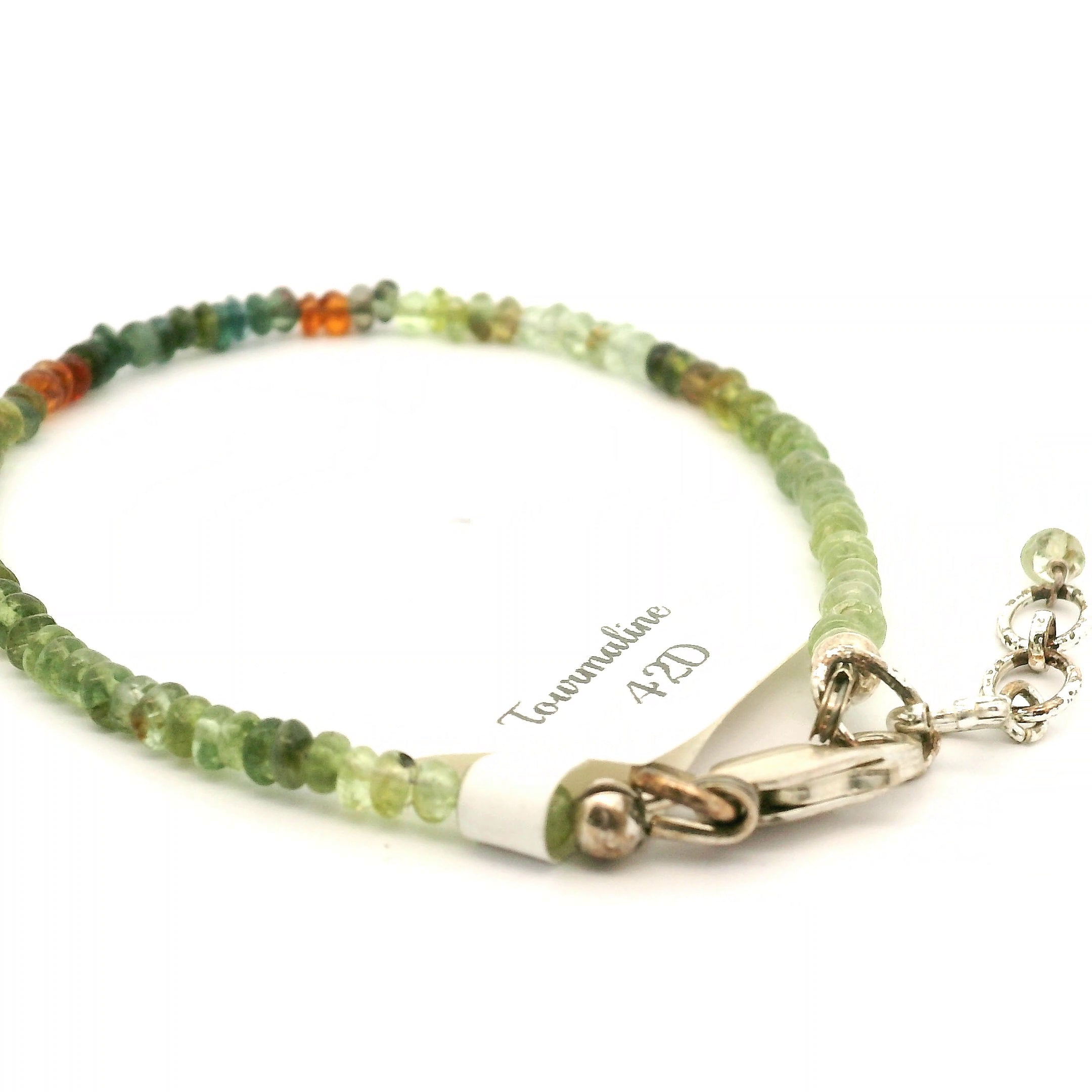 Multi Tourmaline Micro Bracelet 925 Silver for Positivity, Confidence and Self Love