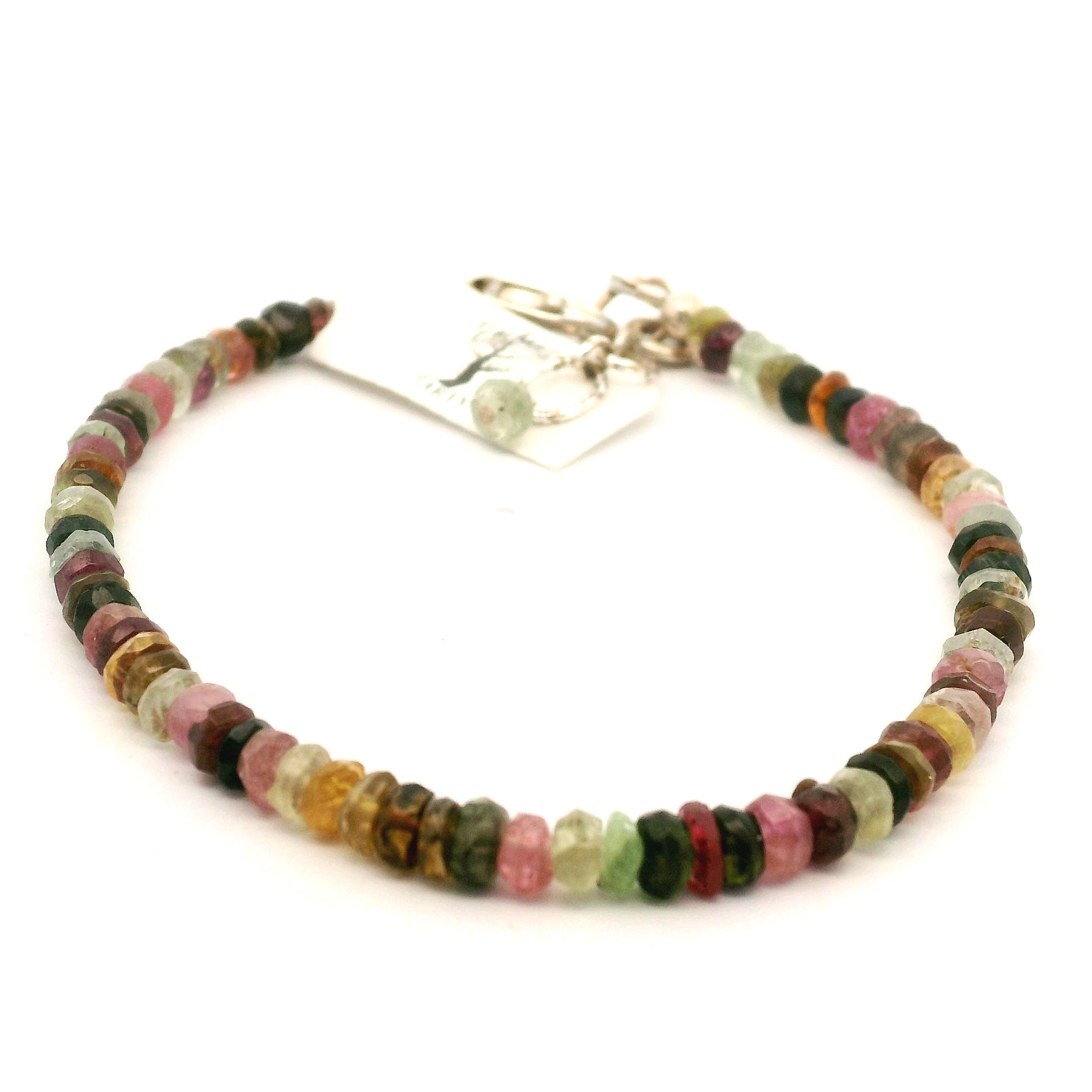 Multi Tourmaline Micro Bracelet 925 Silver for Positivity, Confidence and Self Love