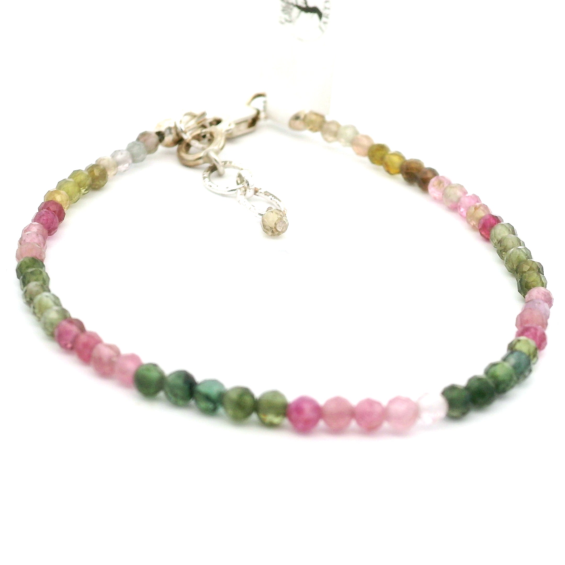 Multi Tourmaline Micro Bracelet 925 Silver for Positivity, Confidence and Self Love