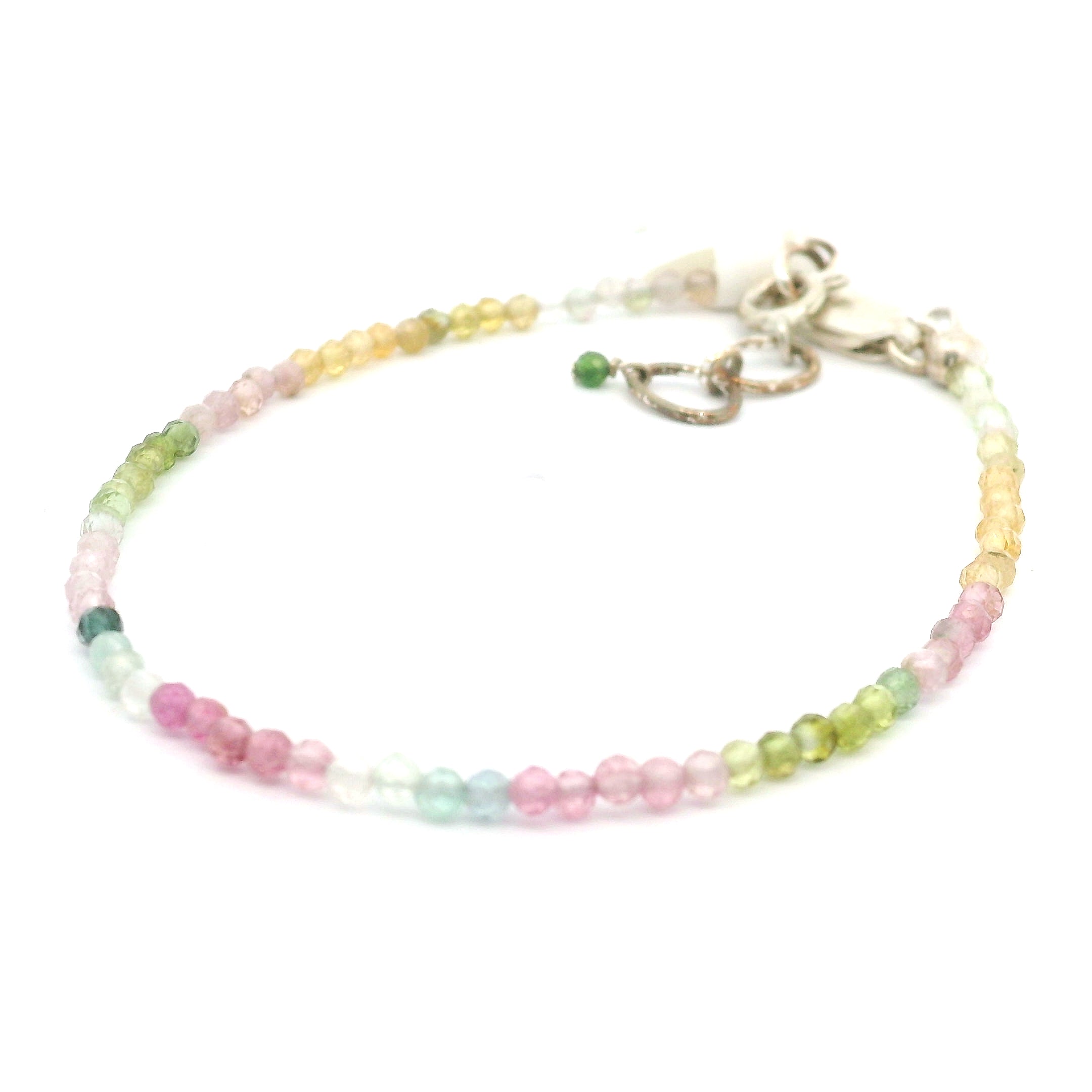 Multi Tourmaline Micro Bracelet 925 Silver for Positivity, Confidence and Self Love
