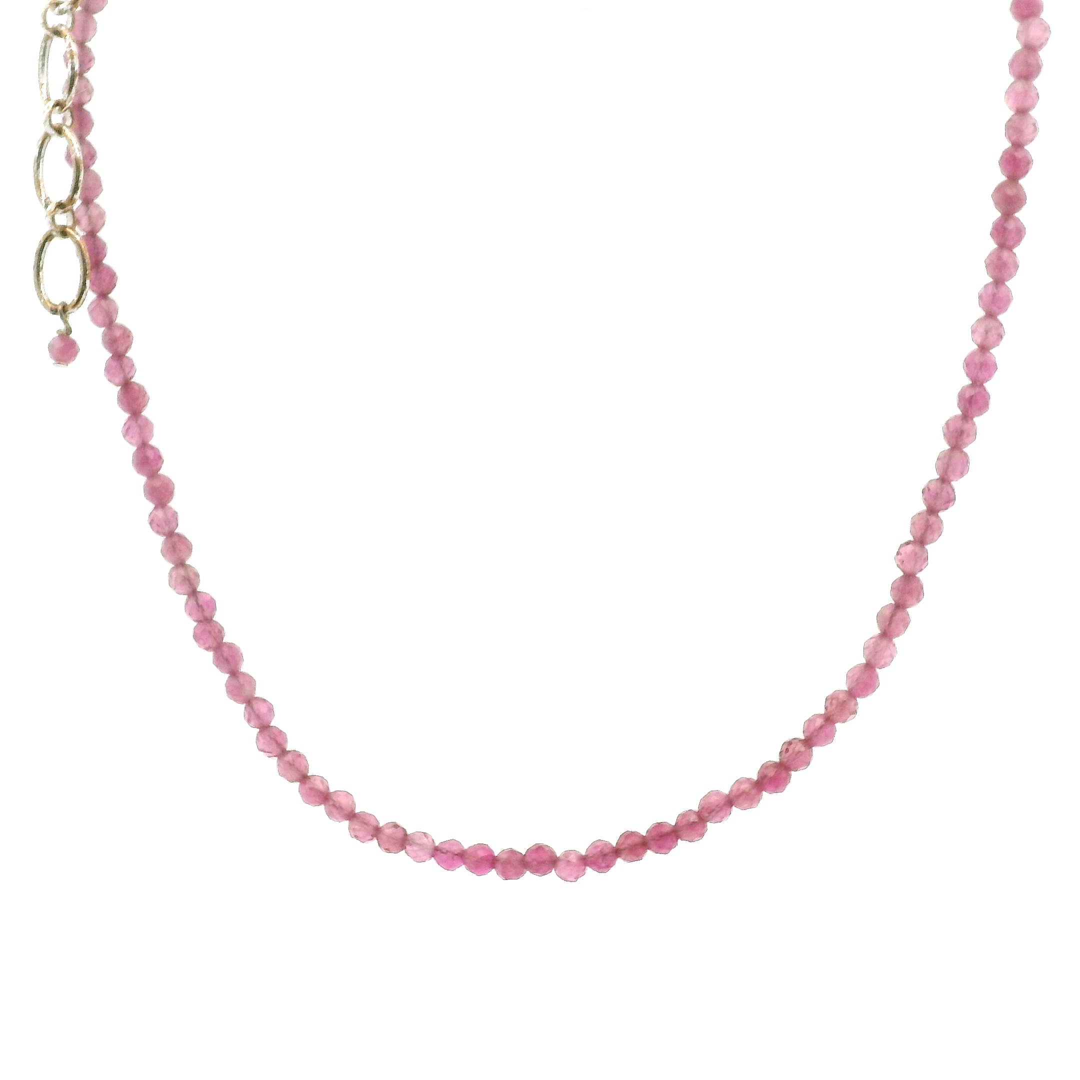 Pink Tourmaline Micro Faceted Necklace 925 Silver for Heart Healing, Kindness & Love