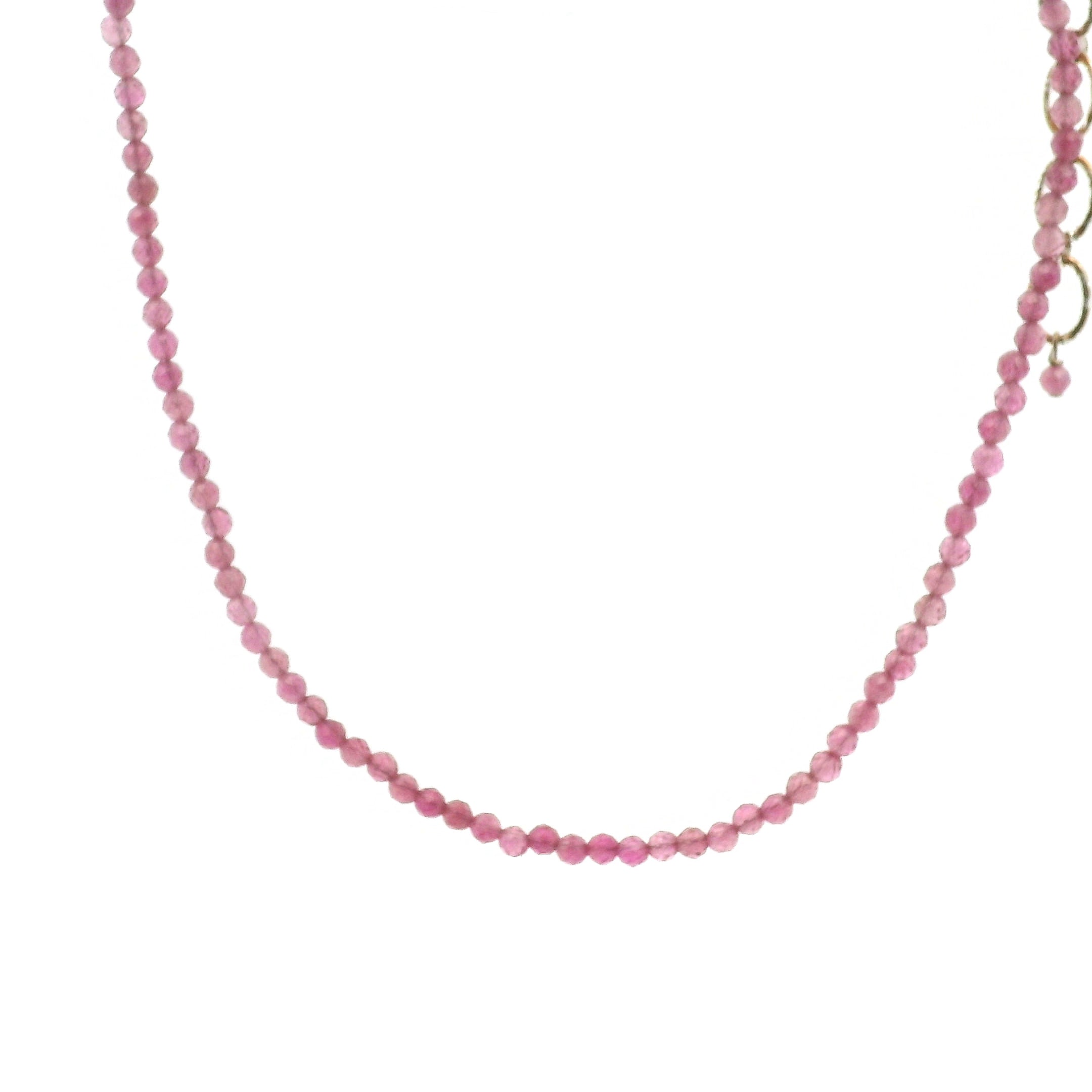 Pink Tourmaline Micro Faceted Necklace 925 Silver for Heart Healing, Kindness & Love