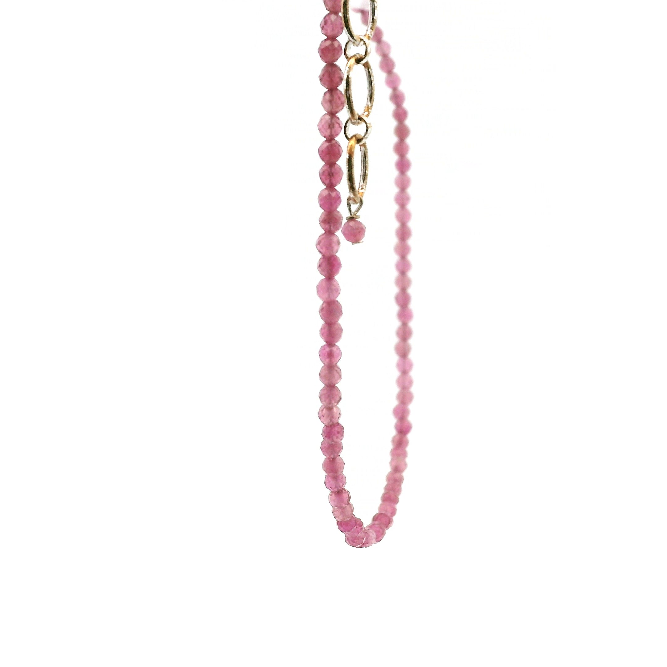 Pink Tourmaline Micro Faceted Necklace 925 Silver for Heart Healing, Kindness & Love