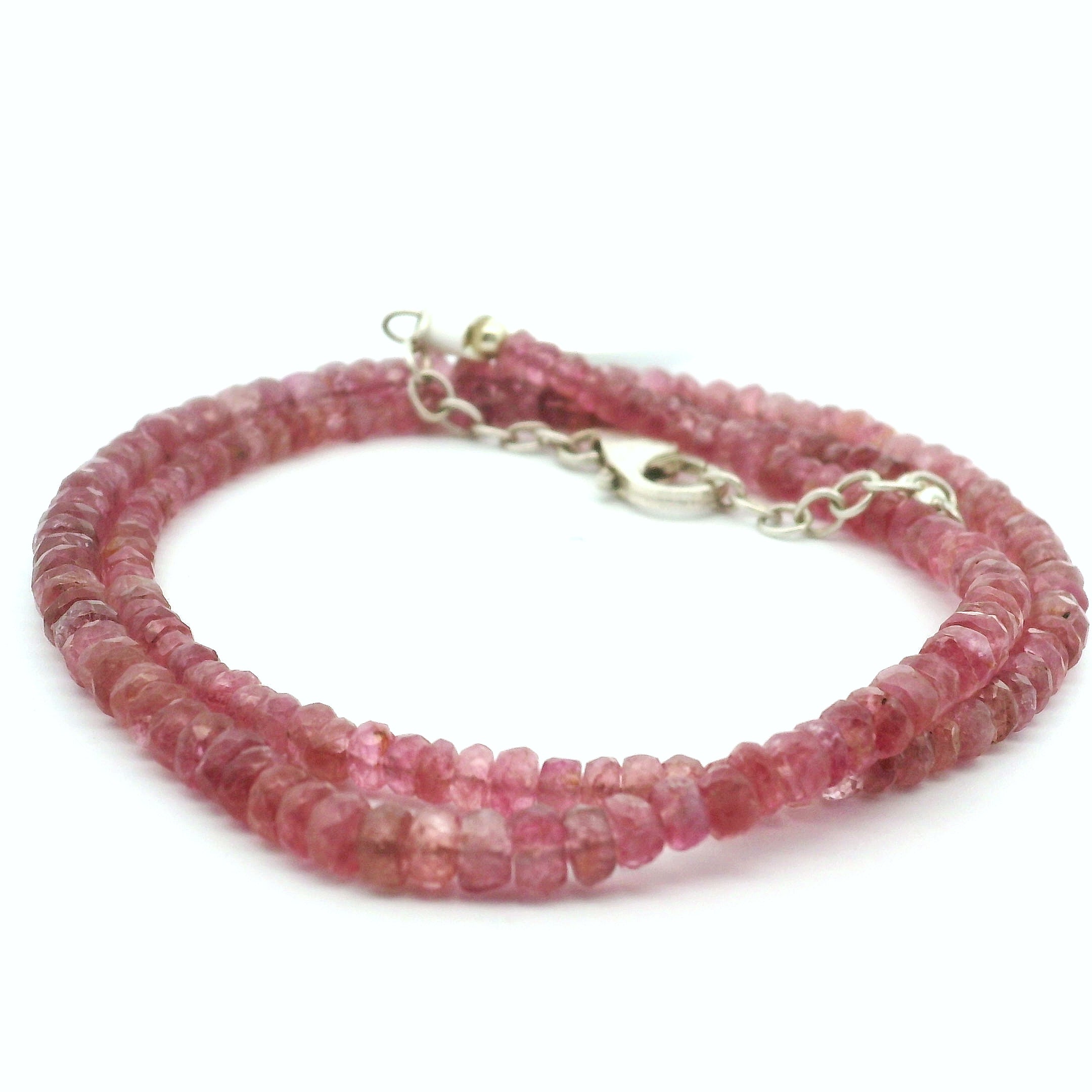 Pink Tourmaline Micro Faceted Necklace 925 Silver for Heart Healing, Kindness & Love
