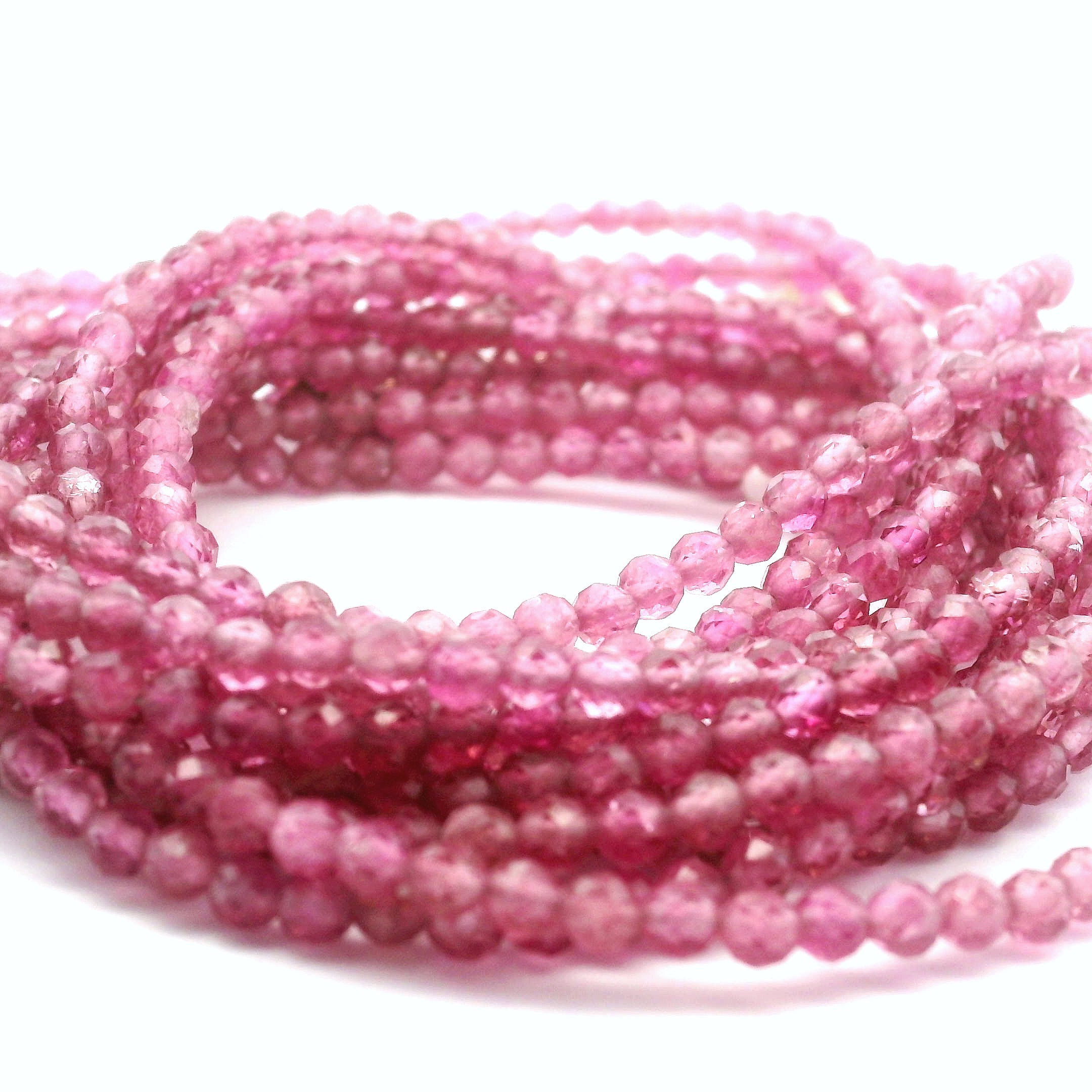 Pink Tourmaline Micro Faceted Necklace 925 Silver for Heart Healing, Kindness & Love