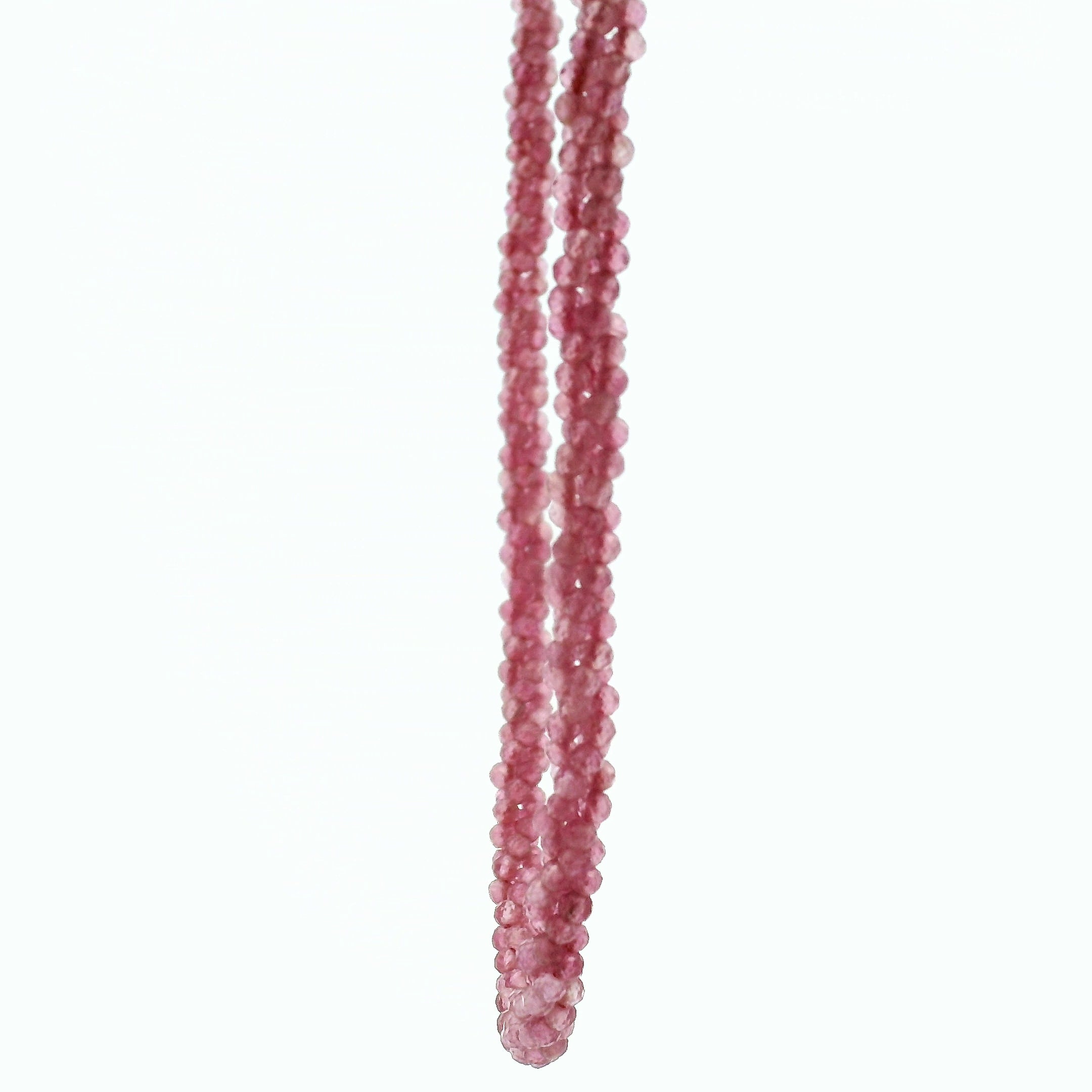 Pink Tourmaline Micro Faceted Braided Necklace 925 Silver for Heart Healing, Kindness & Love