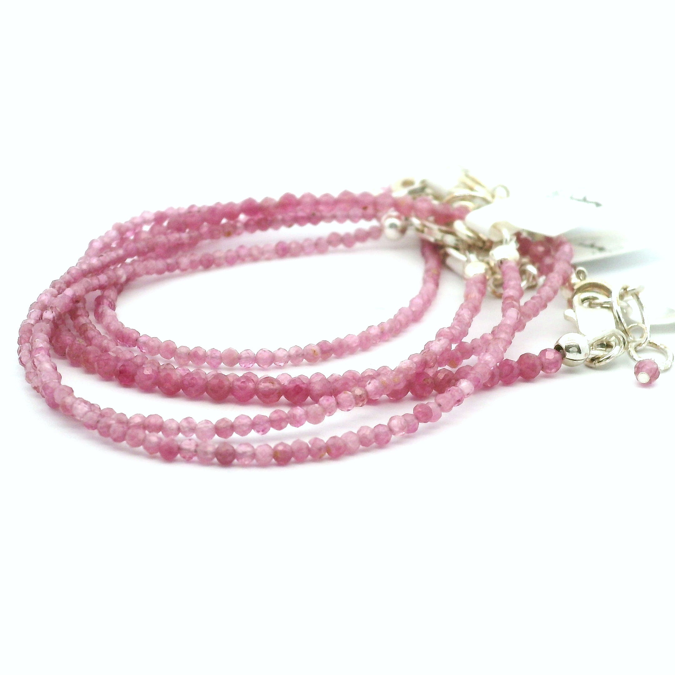 Pink Tourmaline Micro Faceted Bracelet 925 Silver for Heart Healing, Kindness & Love