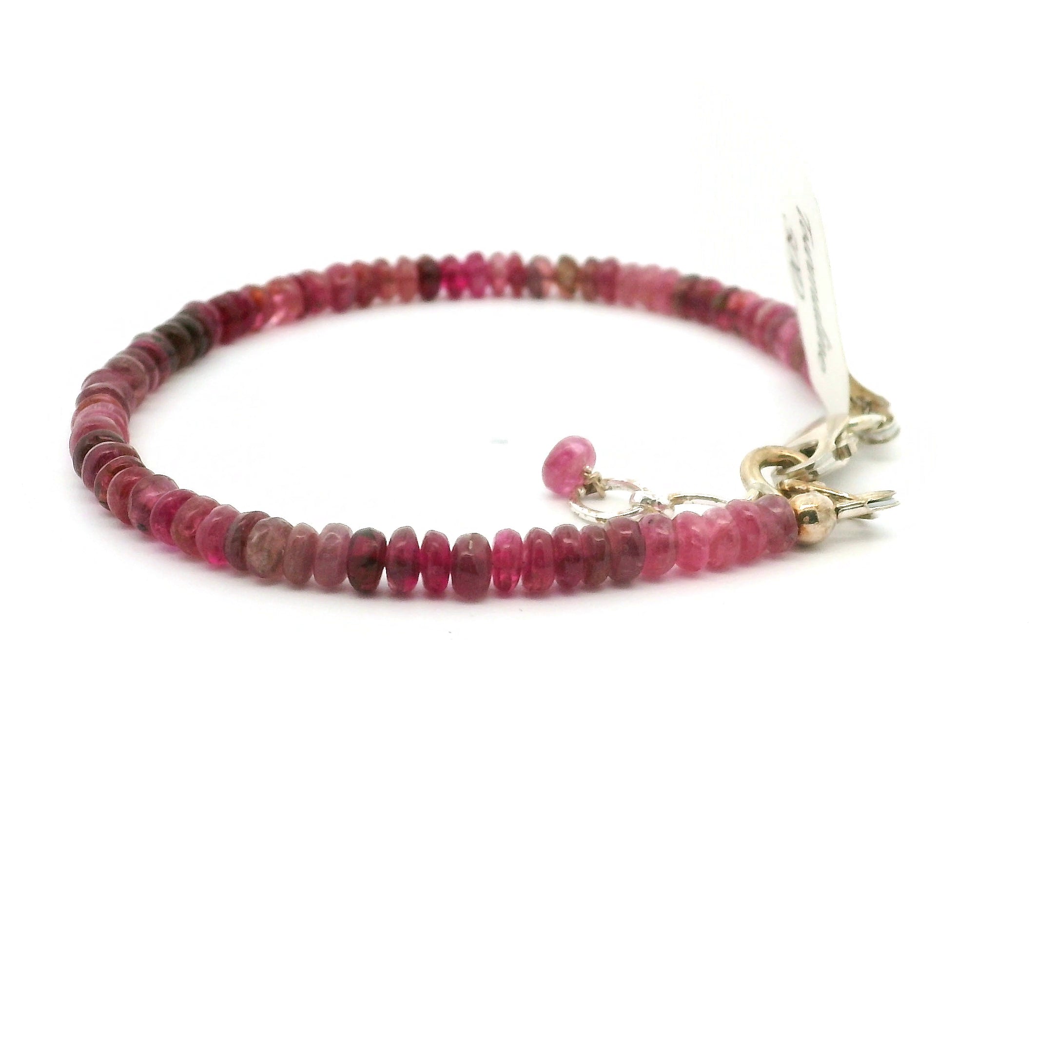 Pink Tourmaline Bracelet 925 Silver for Heart Healing, Kindness & Love