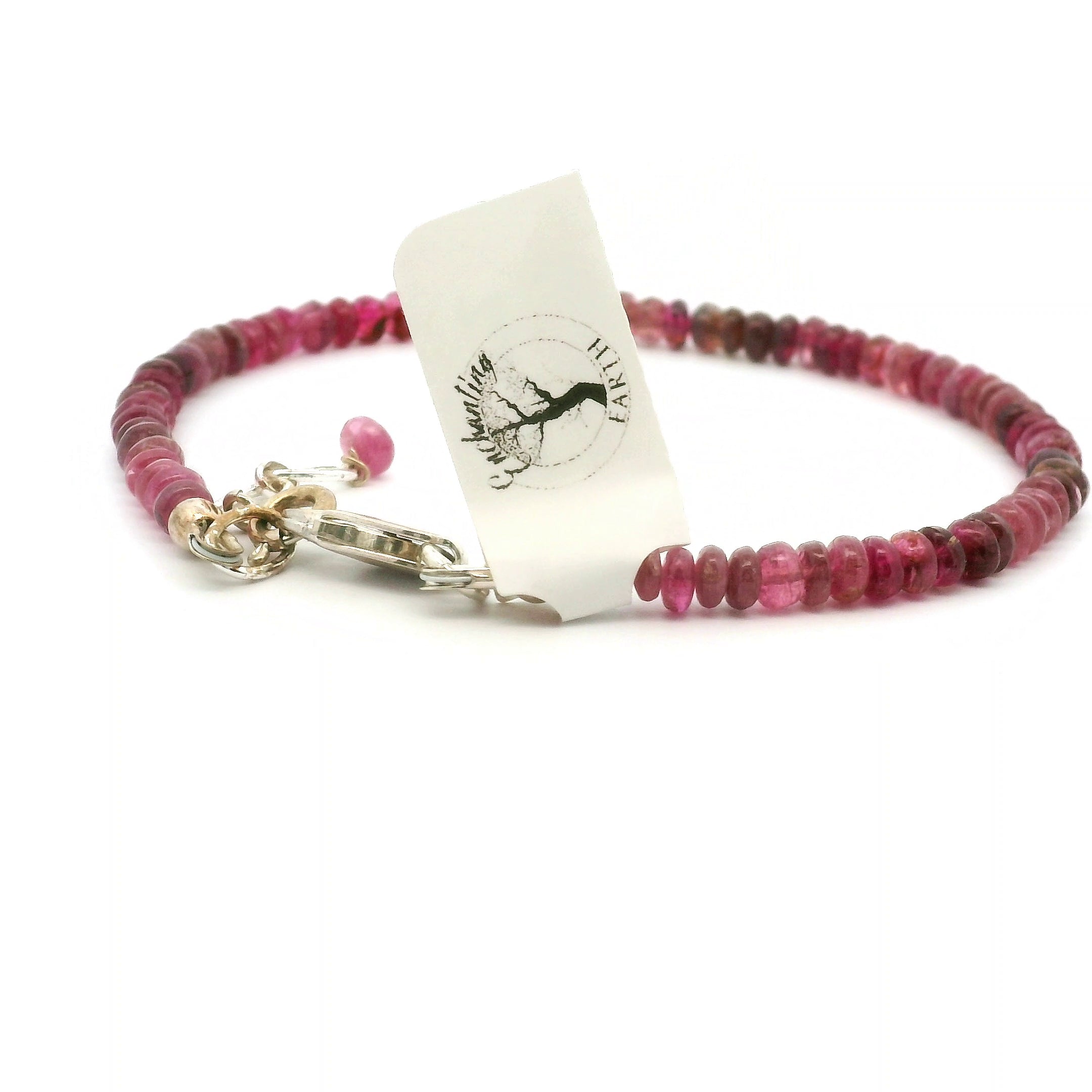 Pink Tourmaline Bracelet 925 Silver for Heart Healing, Kindness & Love