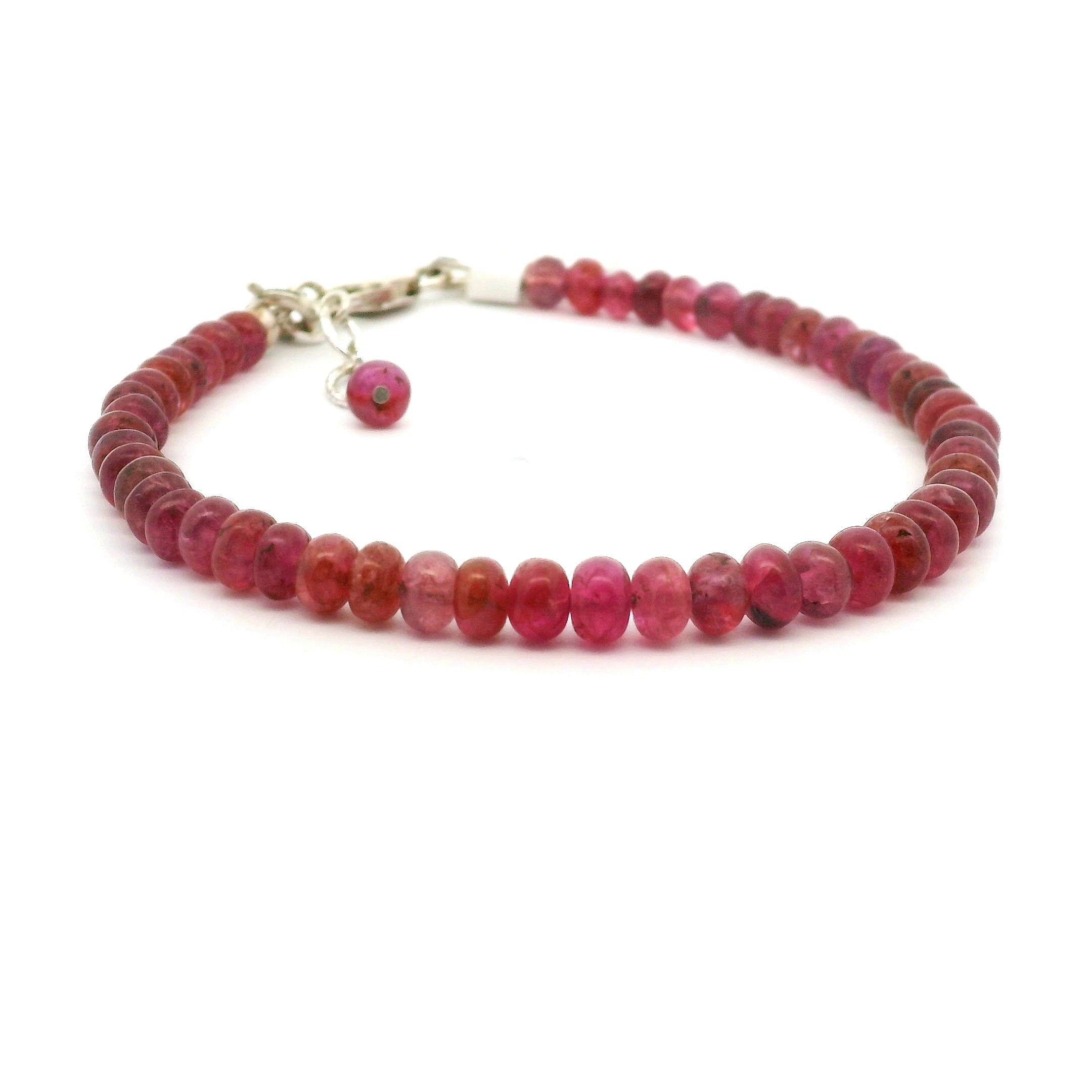 Pink Tourmaline Bracelet 925 Silver for Heart Healing, Kindness & Love