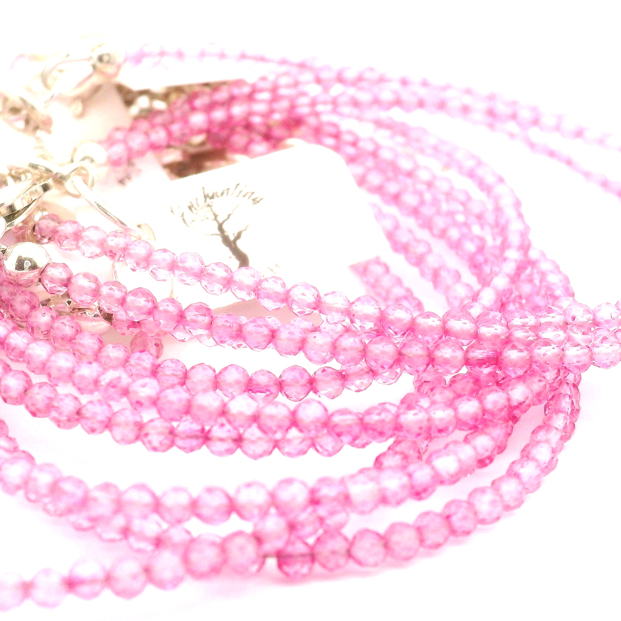 Pink Topaz Micro Faceted Bracelet 925 Silver for Compassion and Relaxation