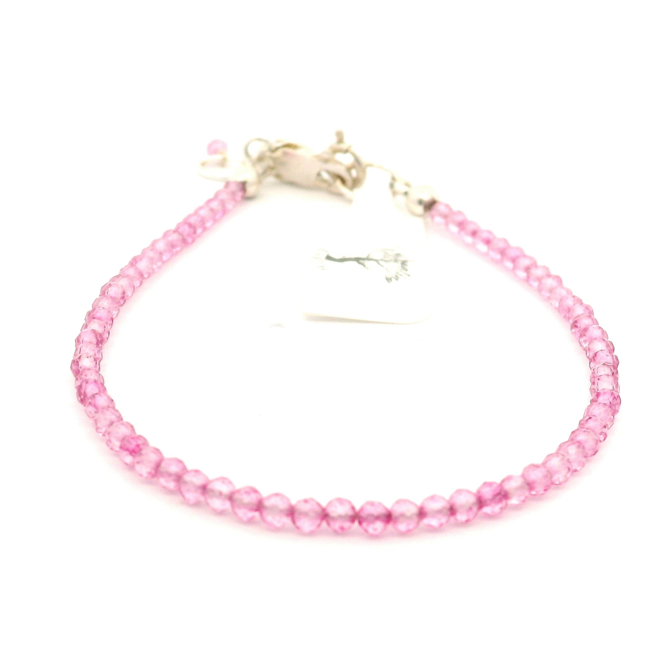 Pink Topaz Micro Faceted Bracelet 925 Silver for Compassion and Relaxation