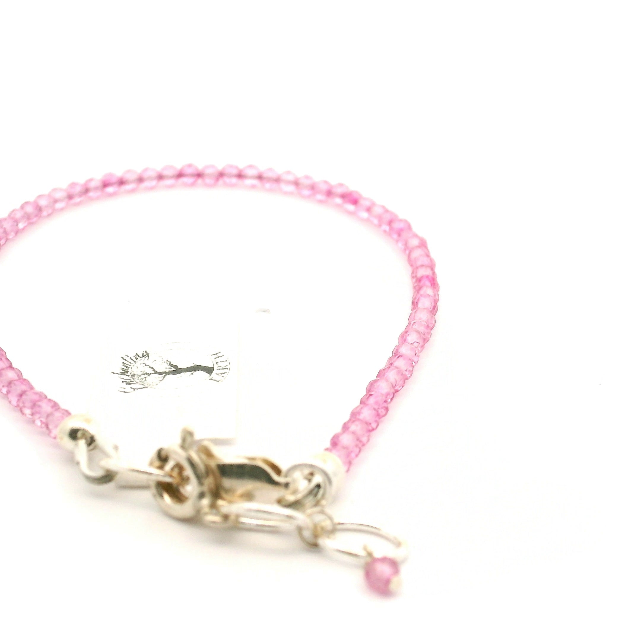 Pink Topaz Micro Faceted Bracelet 925 Silver for Compassion and Relaxation