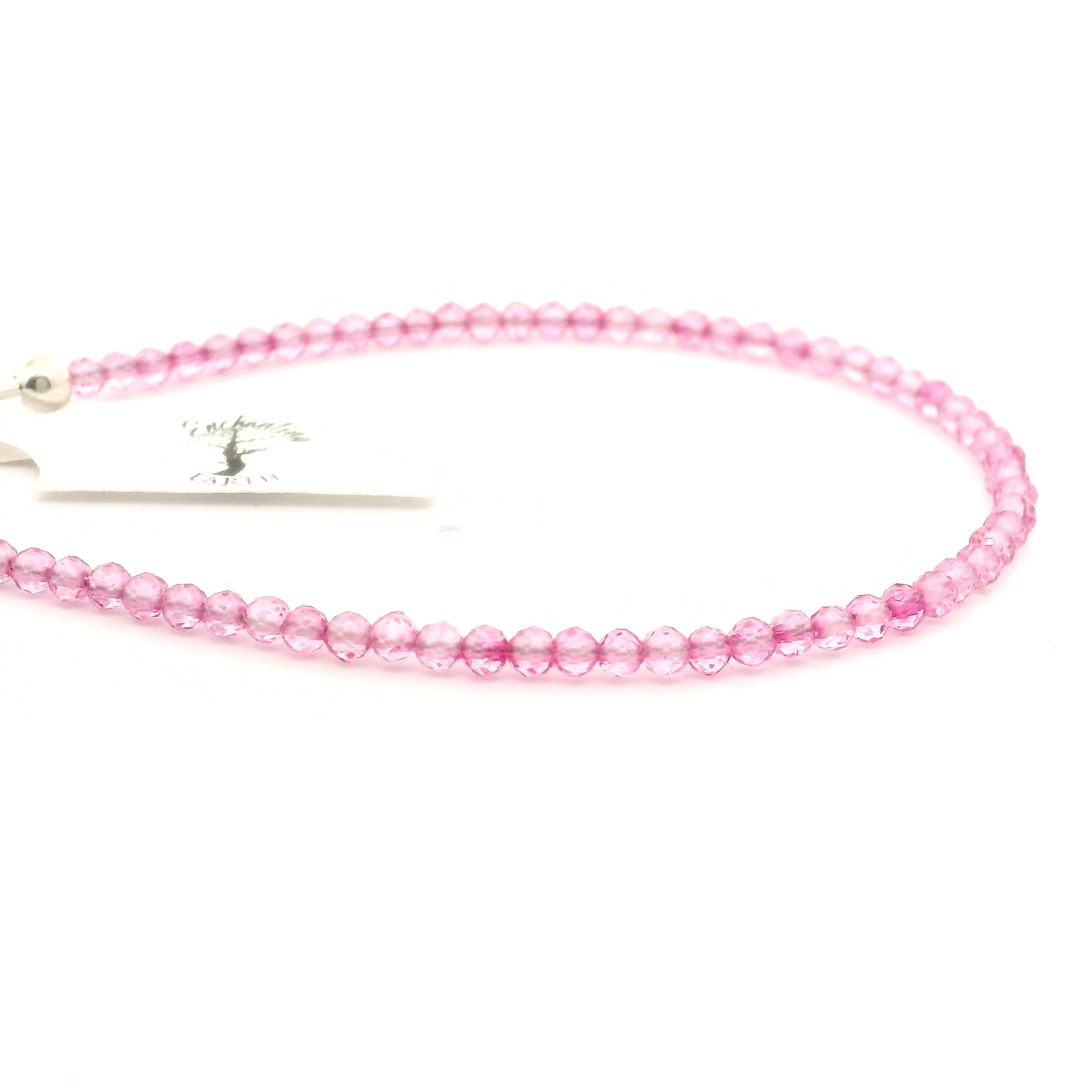Pink Topaz Micro Faceted Bracelet 925 Silver for Compassion and Relaxation