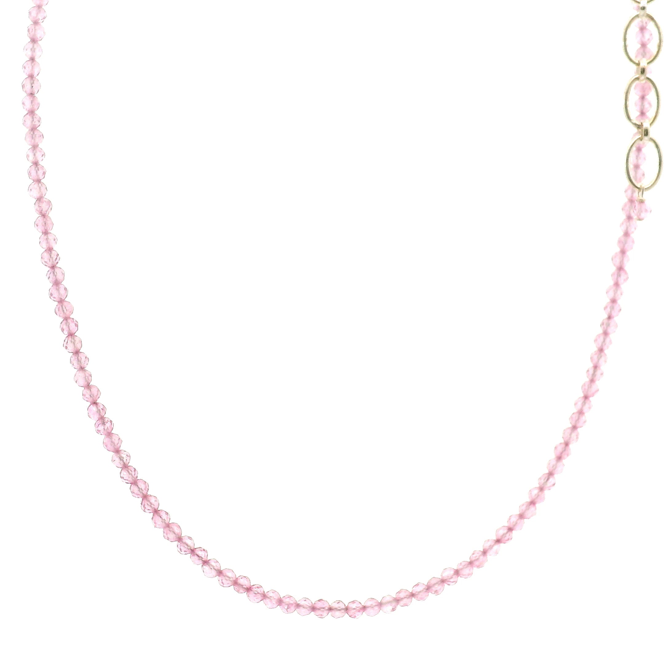 Pink Topaz Micro Faceted Necklace 925 Silver for Compassion and Relaxation