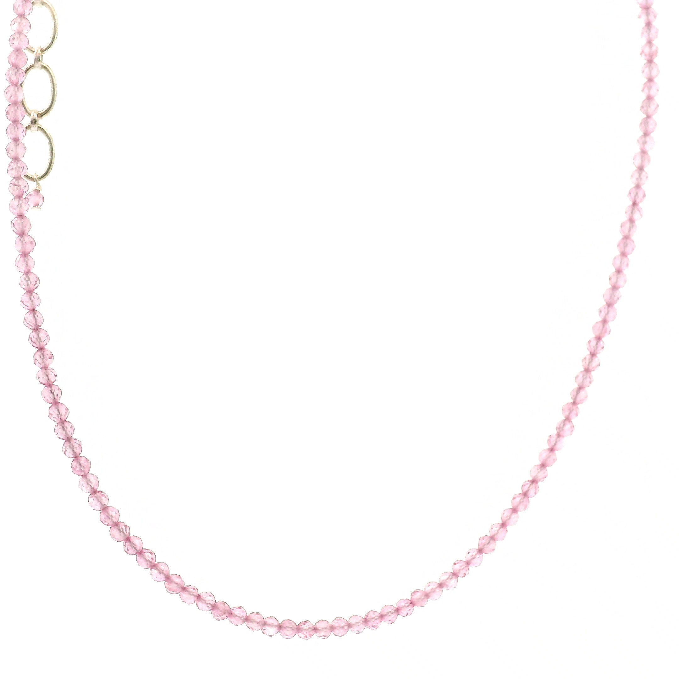 Pink Topaz Micro Faceted Necklace 925 Silver for Compassion and Relaxation