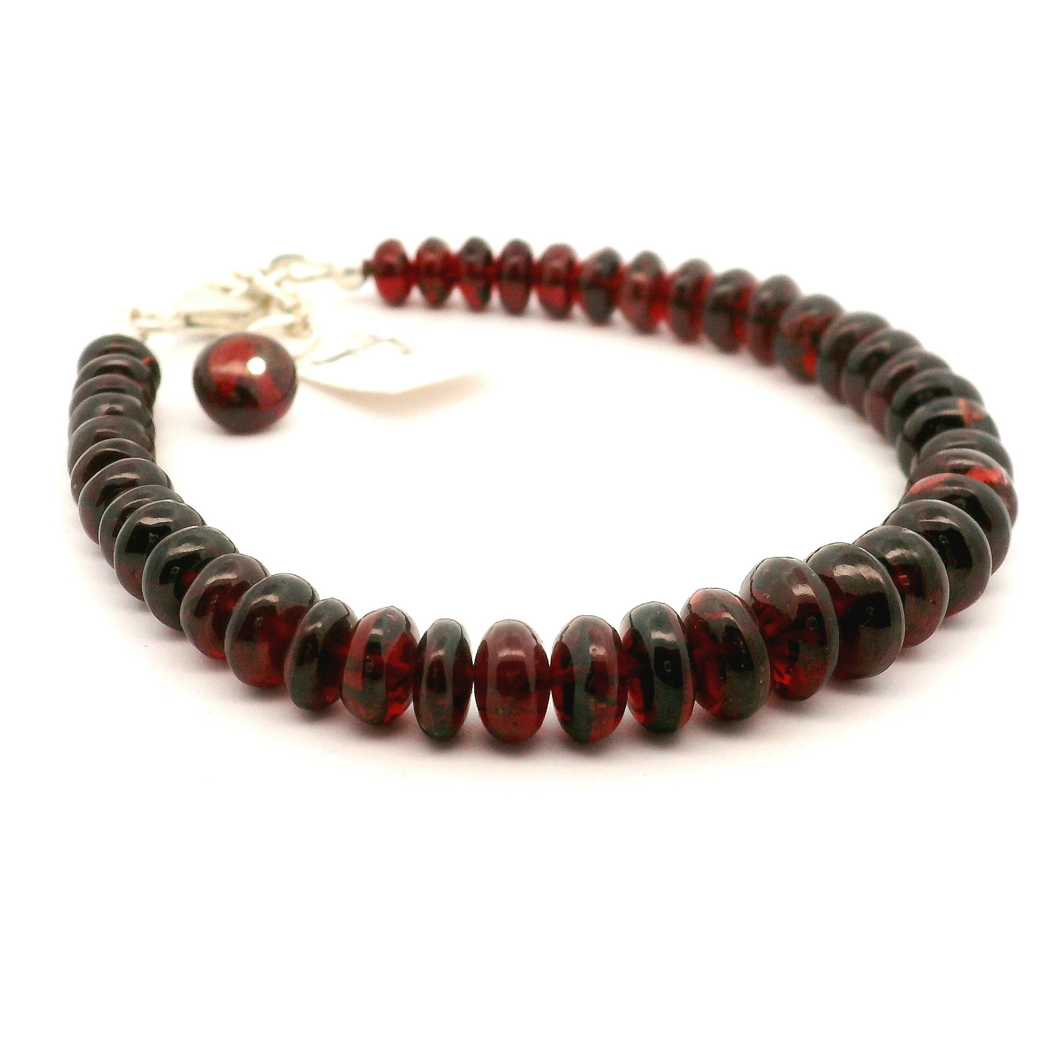 Garnet Rondelle Bracelet 925 Silver for Strength and Universal Connection