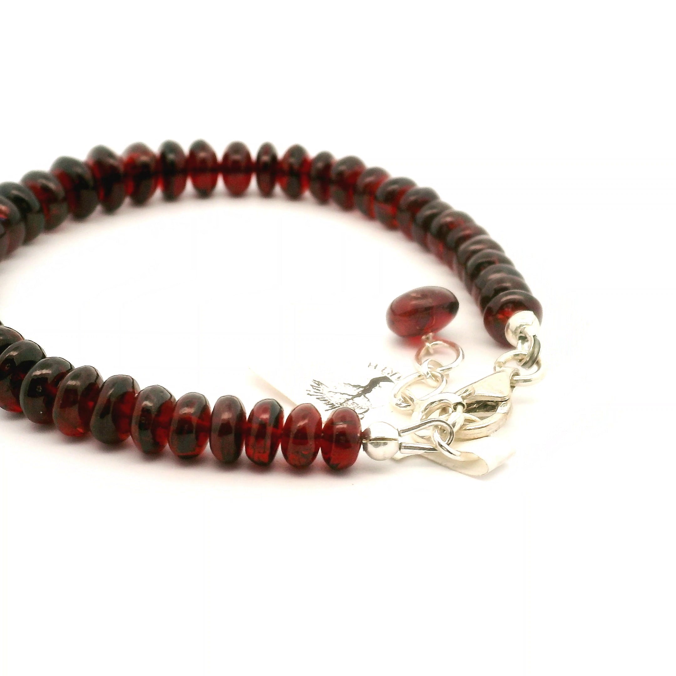 Garnet Rondelle Bracelet 925 Silver for Strength and Universal Connection