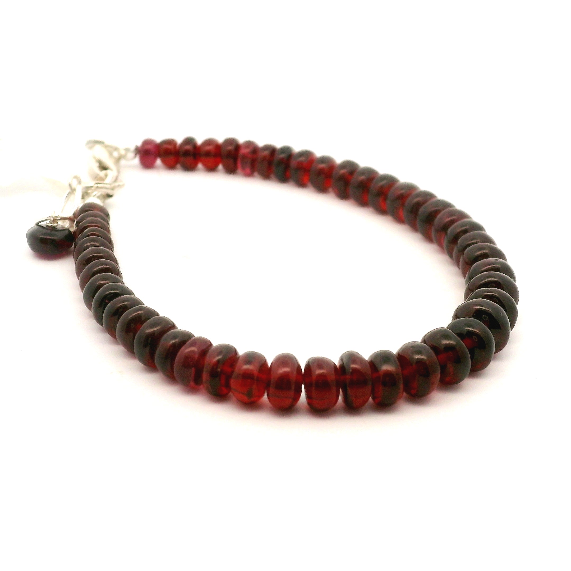 Garnet Rondelle Bracelet 925 Silver for Strength and Universal Connection