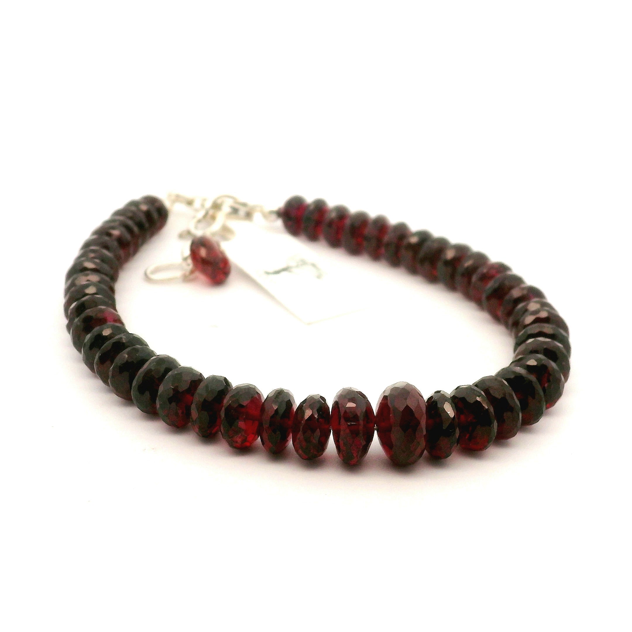 Garnet Rondelle Bracelet 925 Silver for Strength and Universal Connection
