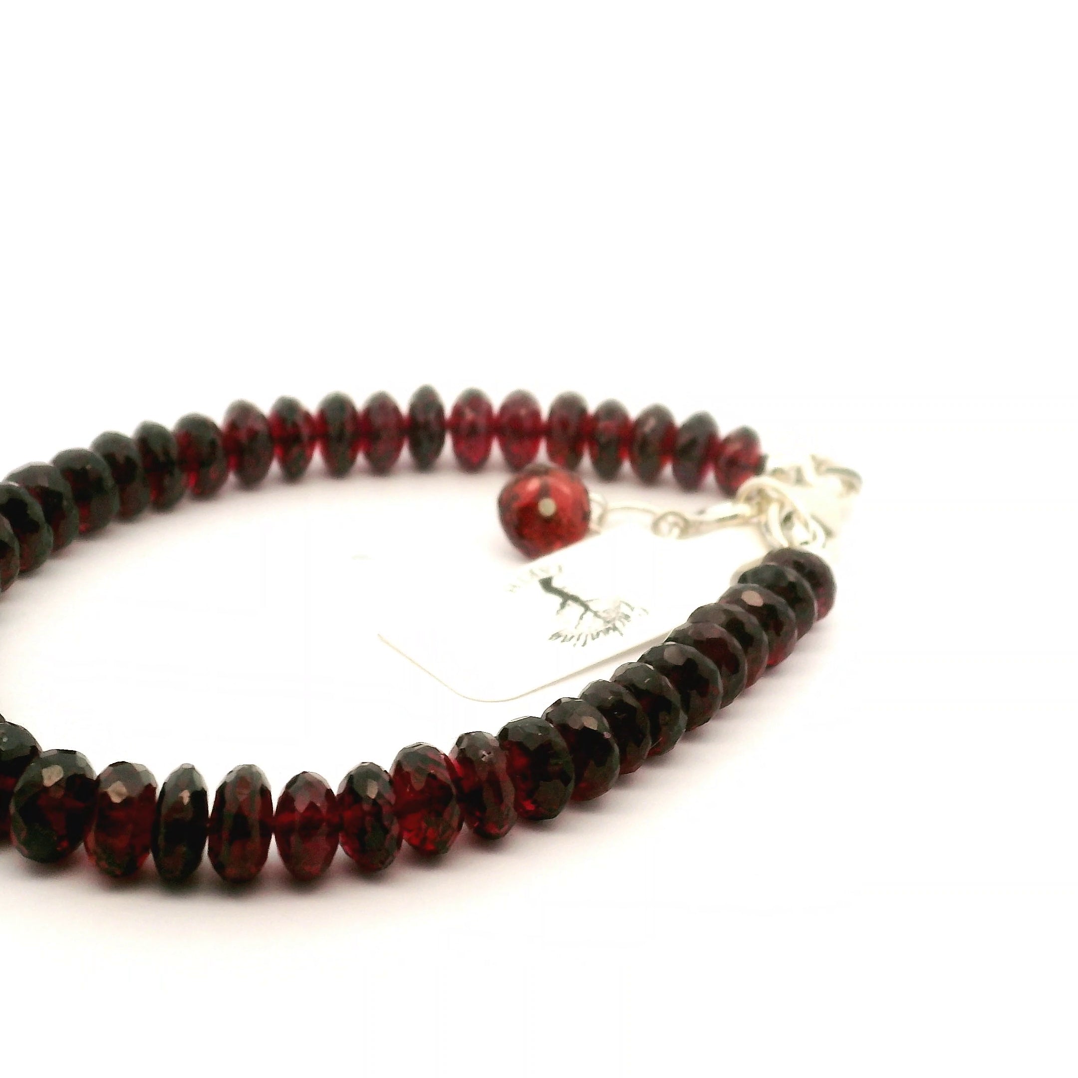 Garnet Rondelle Bracelet 925 Silver for Strength and Universal Connection