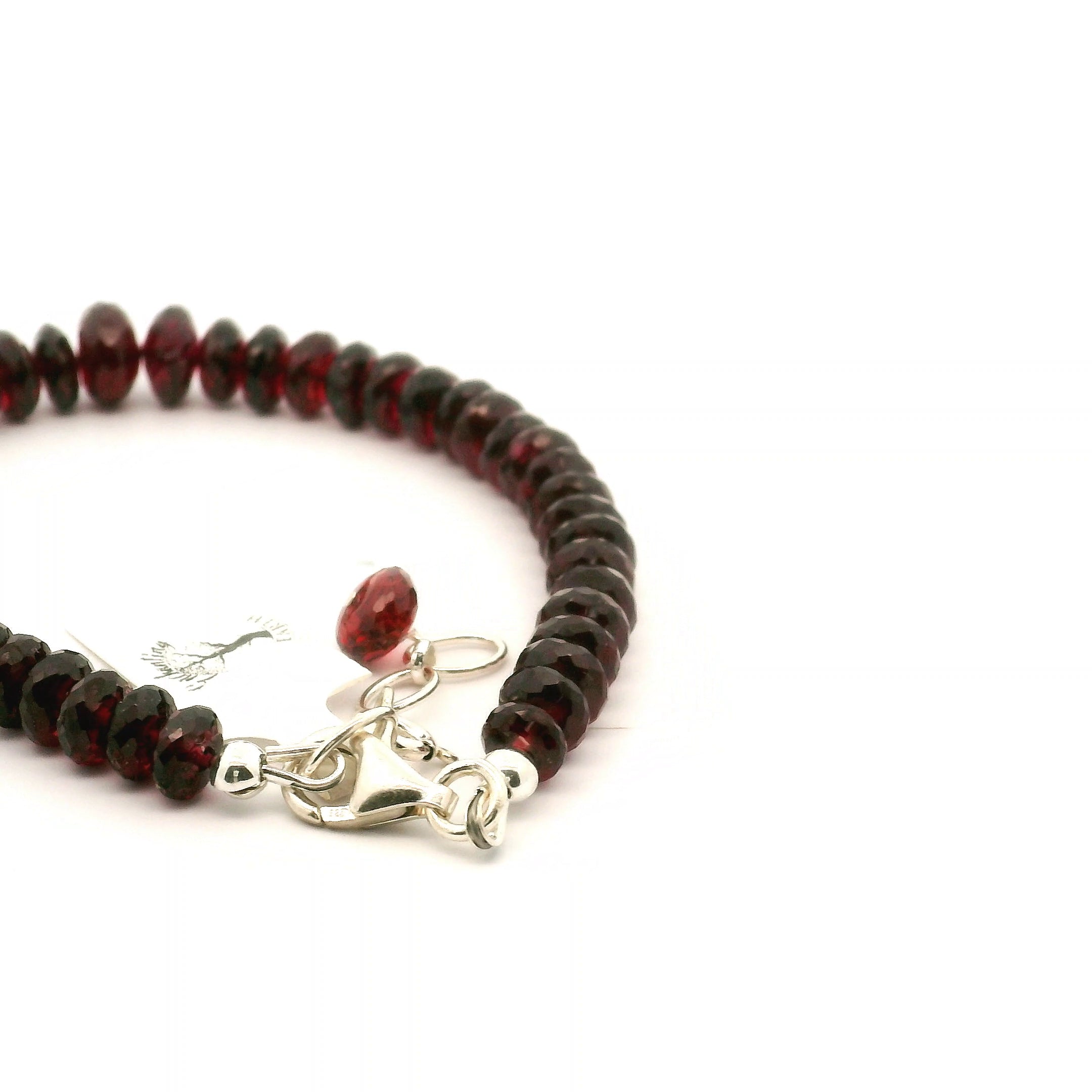 Garnet Rondelle Bracelet 925 Silver for Strength and Universal Connection