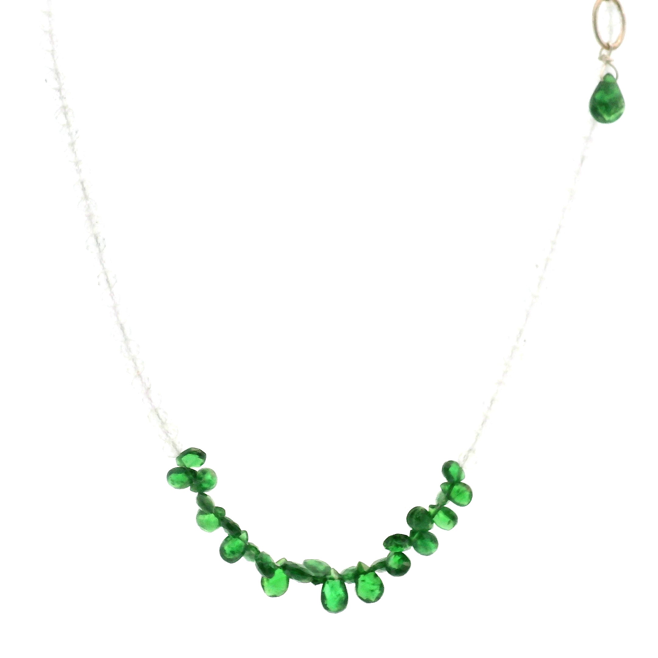 Tsavorite Briolette and White Topaz Micro Faceted Necklace for Compassion & Loyalty