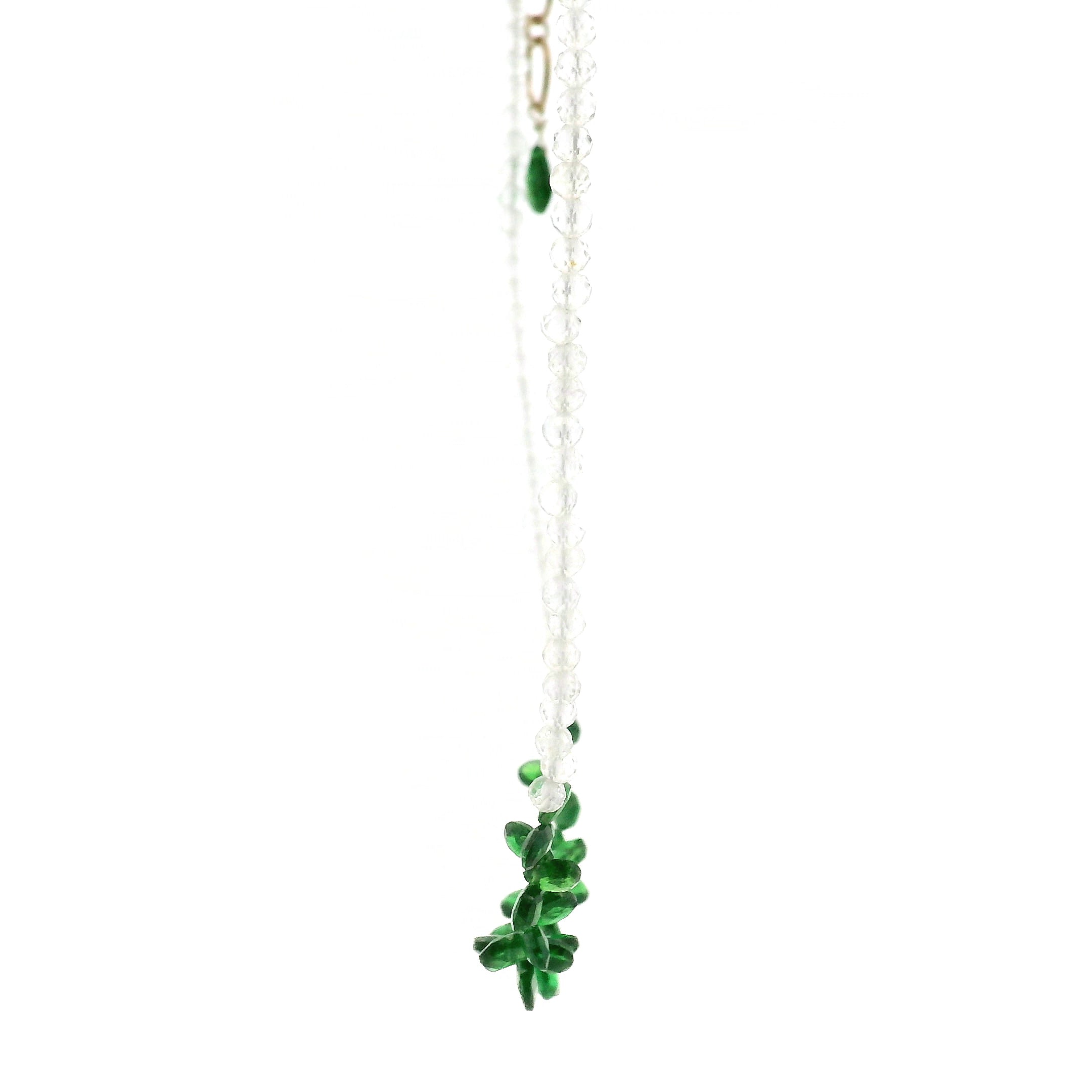 Tsavorite Briolette and White Topaz Micro Faceted Necklace for Compassion & Loyalty