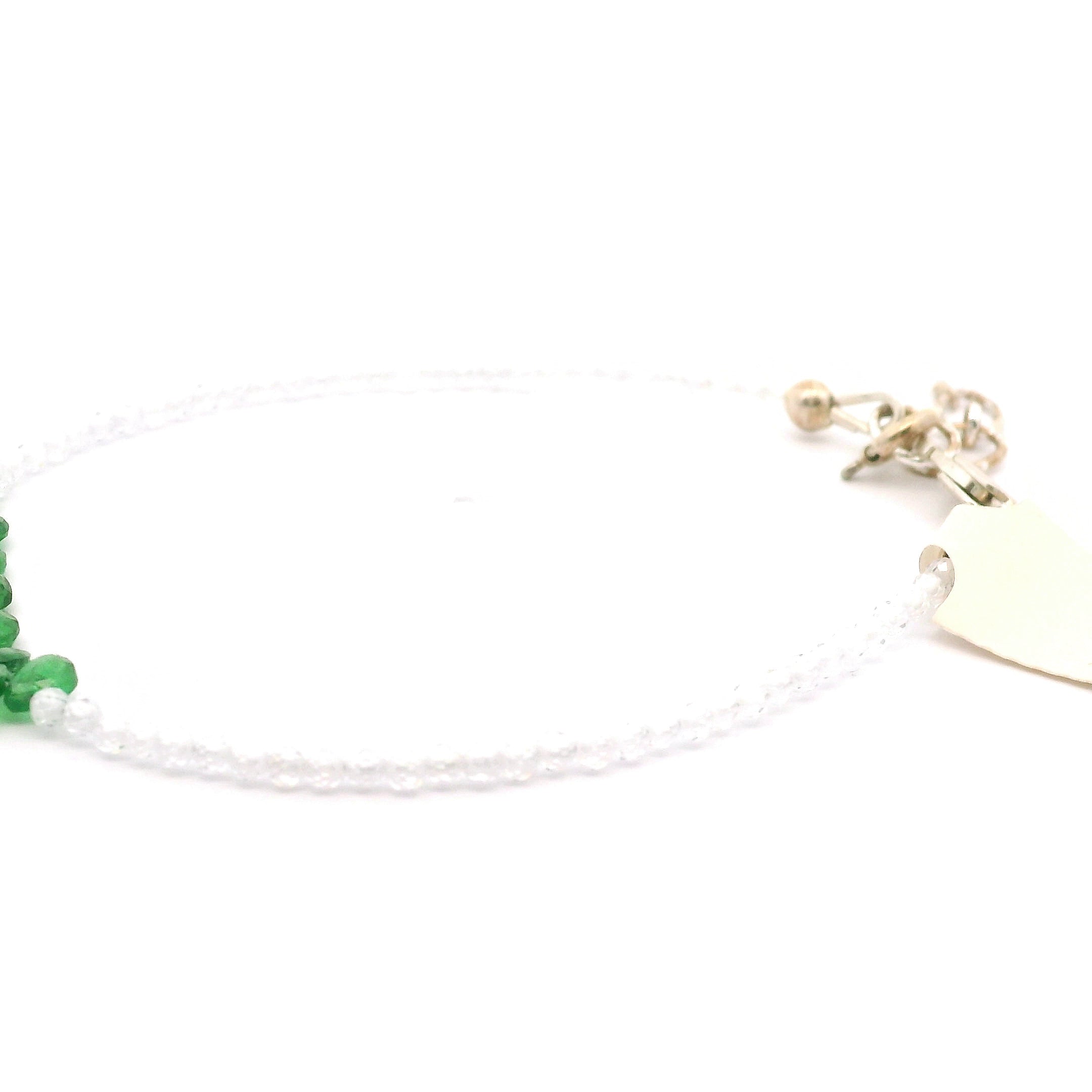 Tsavorite Briolette and White Zircon Micro Faceted Bracelet for Compassion & Loyalty