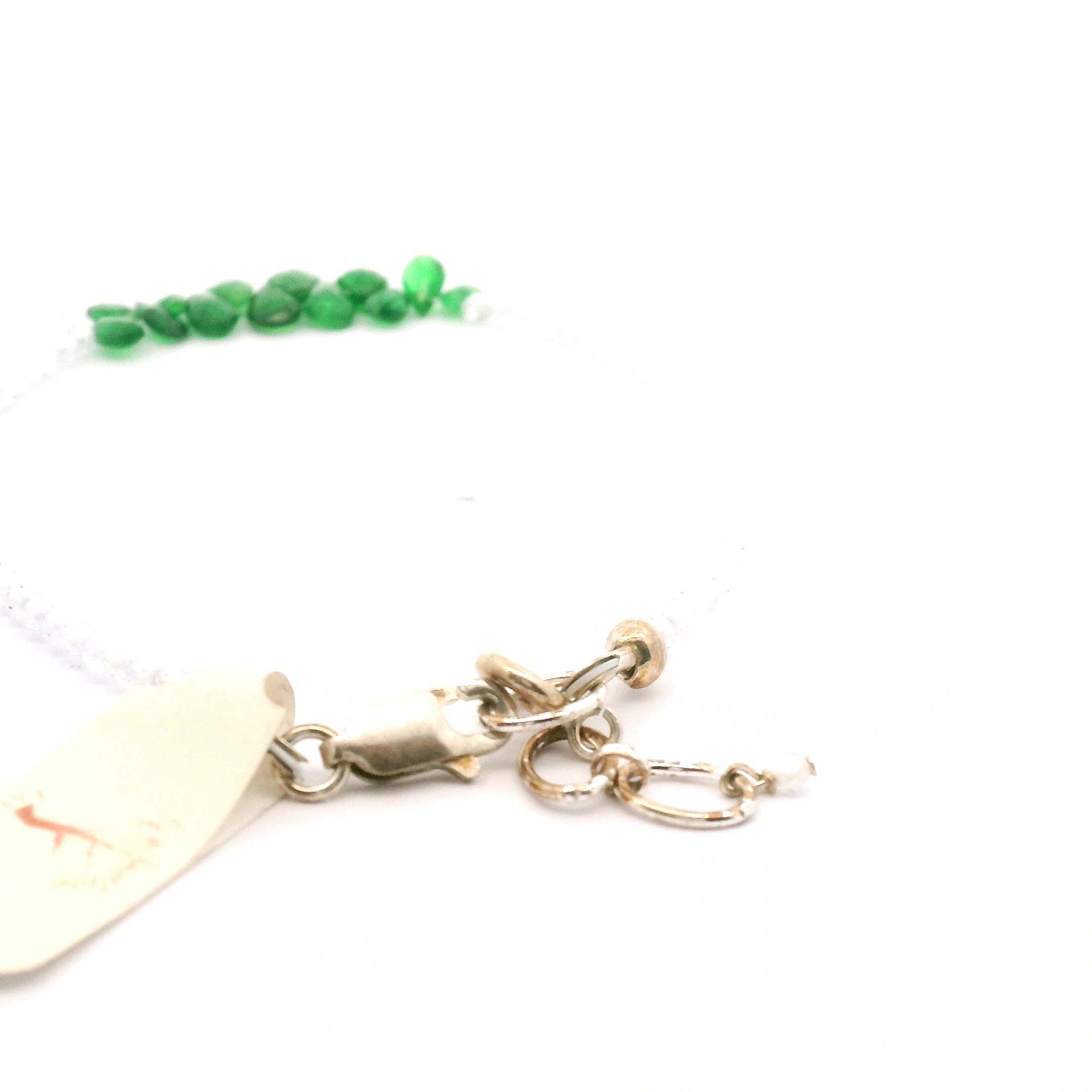 Tsavorite Briolette and White Zircon Micro Faceted Bracelet for Compassion & Loyalty