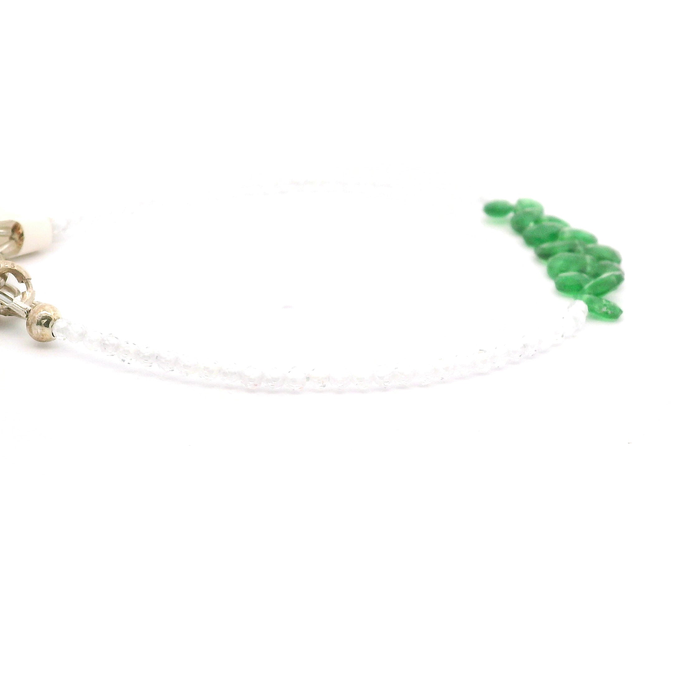 Tsavorite Briolette and White Zircon Micro Faceted Bracelet for Compassion & Loyalty