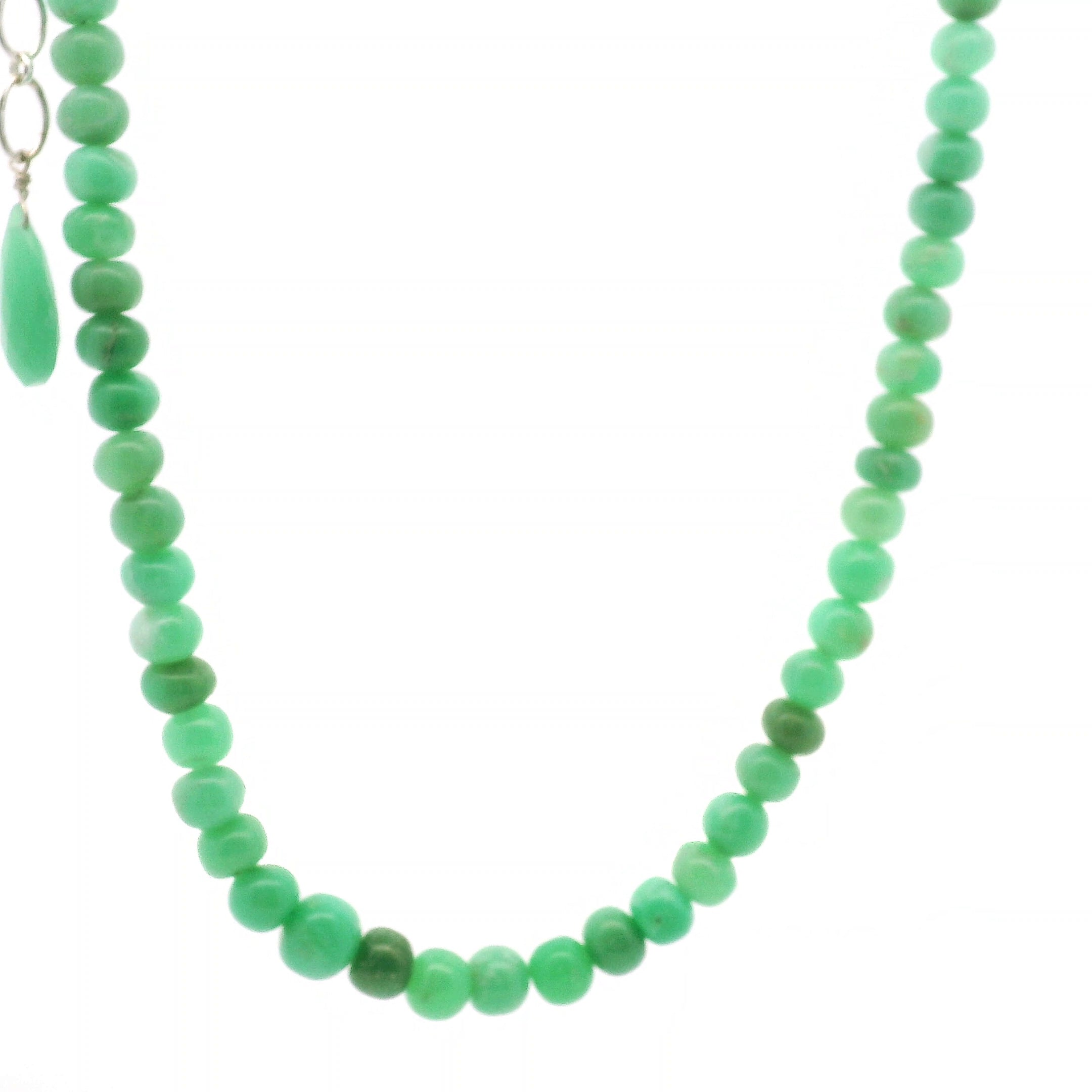 Chrysoprase Rondelle Necklace for Abundance, Love and Wealth