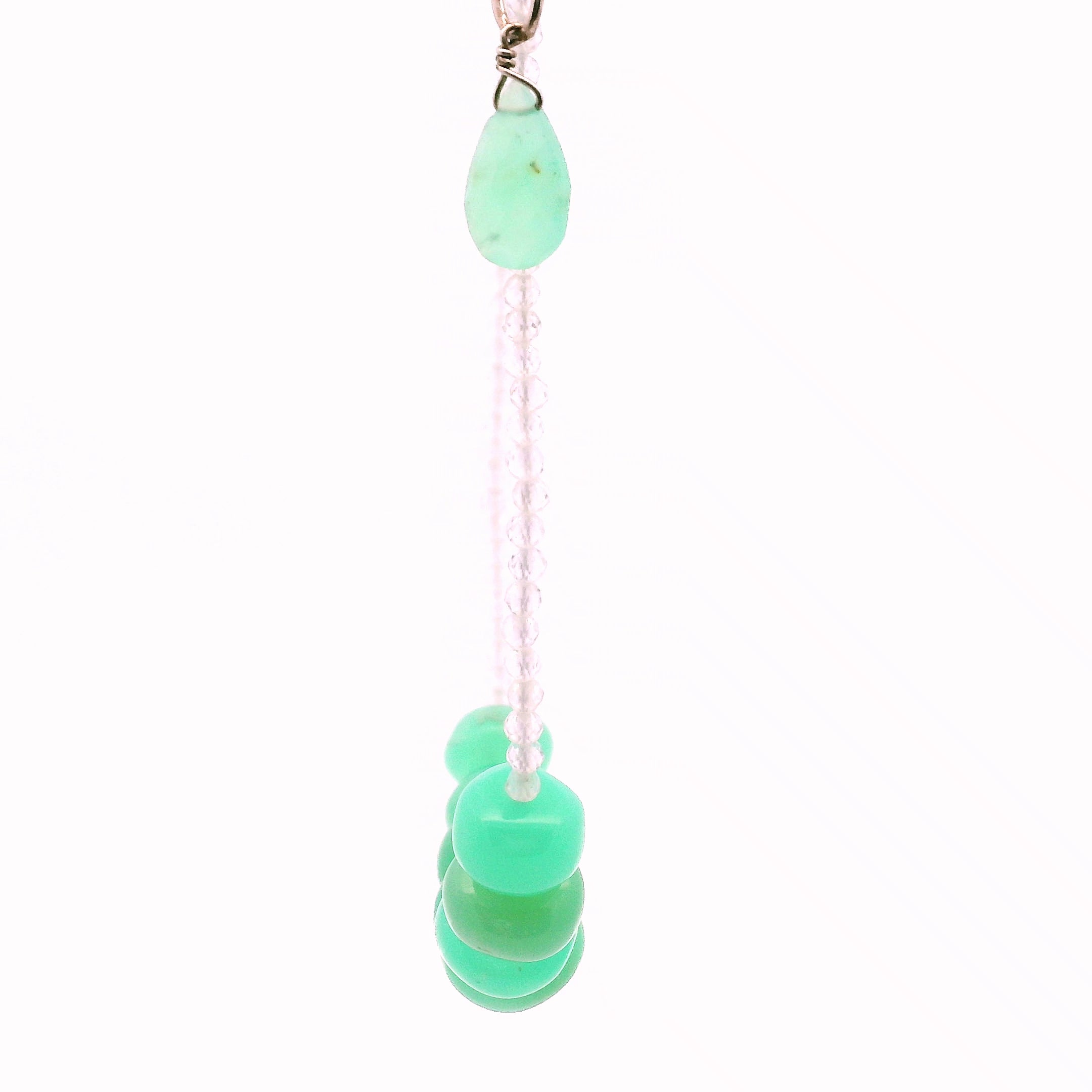 Chrysoprase Rondelle and White Topaz Micro Faceted Necklace for Compassion & Loyalty