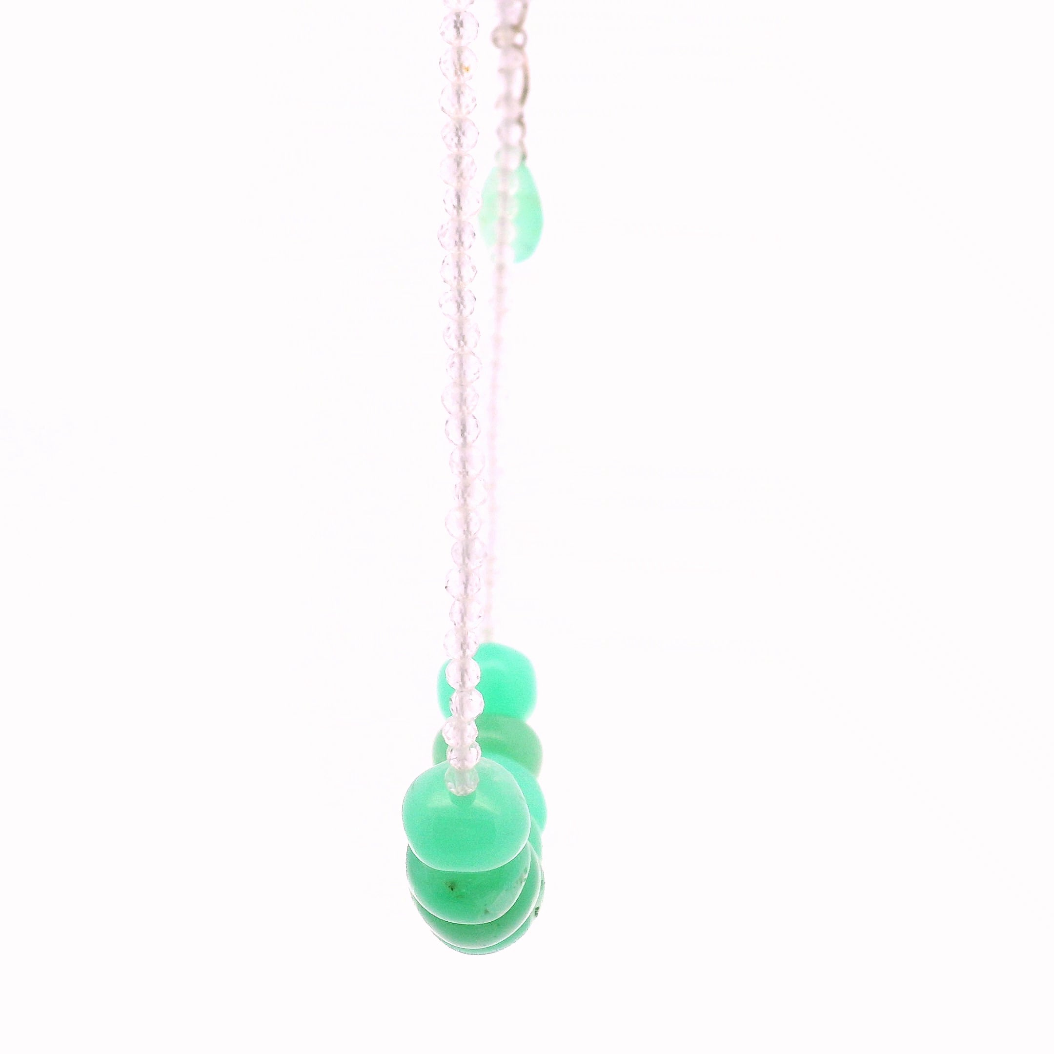 Chrysoprase Rondelle and White Topaz Micro Faceted Necklace for Compassion & Loyalty