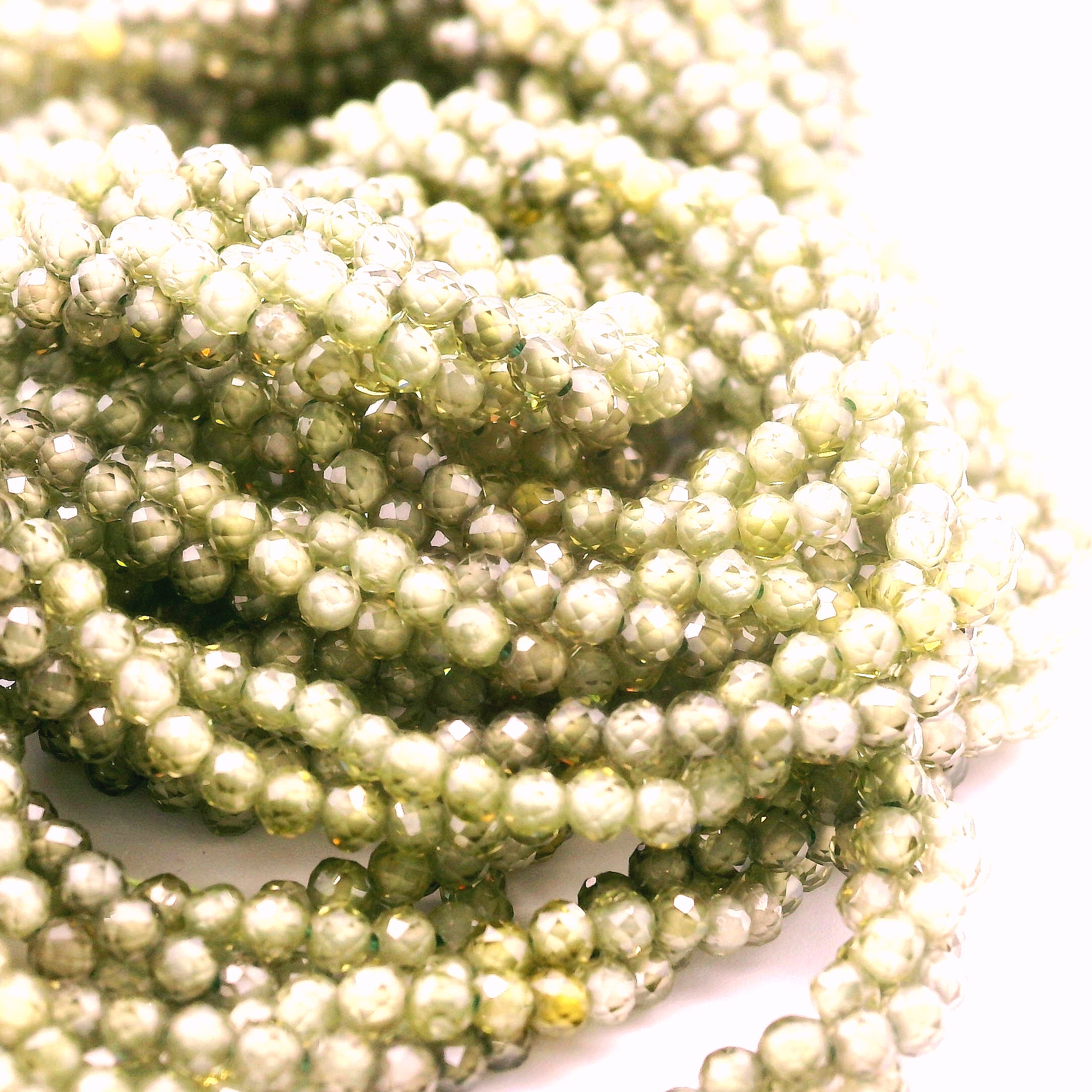 Green Zircon Braided Micro Faceted Necklace for Organization and Transformation