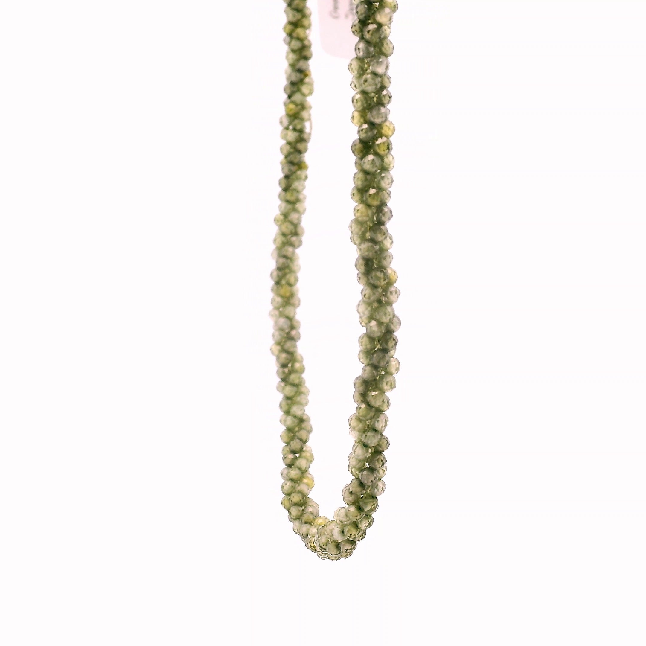 Green Zircon Braided Micro Faceted Necklace for Organization and Transformation