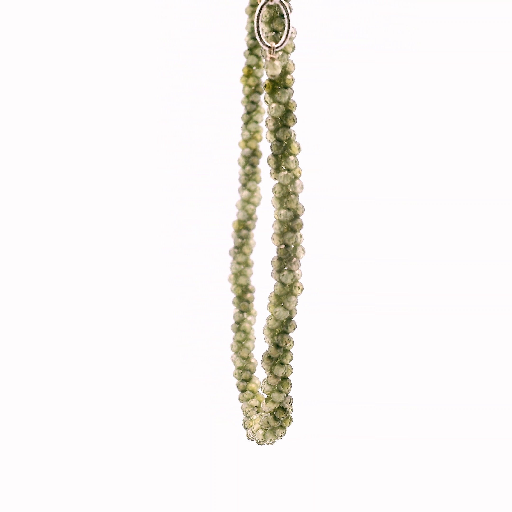 Green Zircon Braided Micro Faceted Necklace for Organization and Transformation