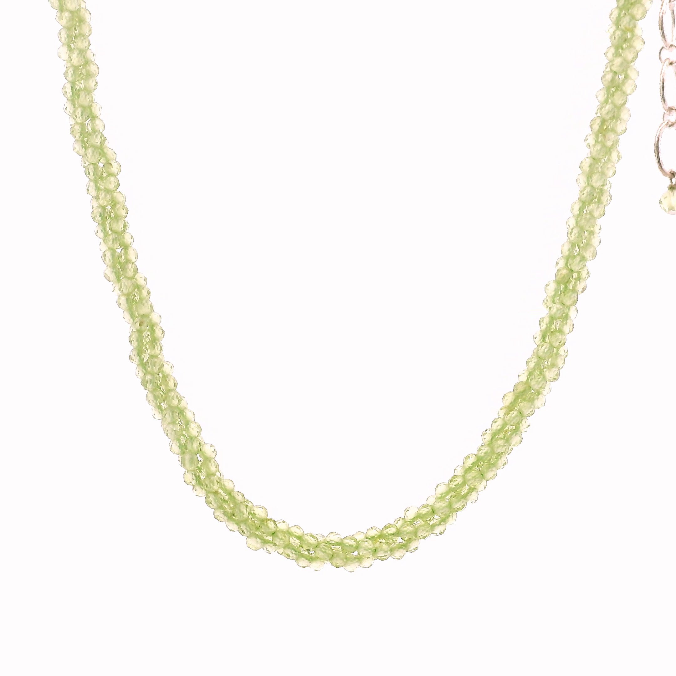 Peridot Braided Micro Faceted Necklace for Luck, Prosperity & Protection
