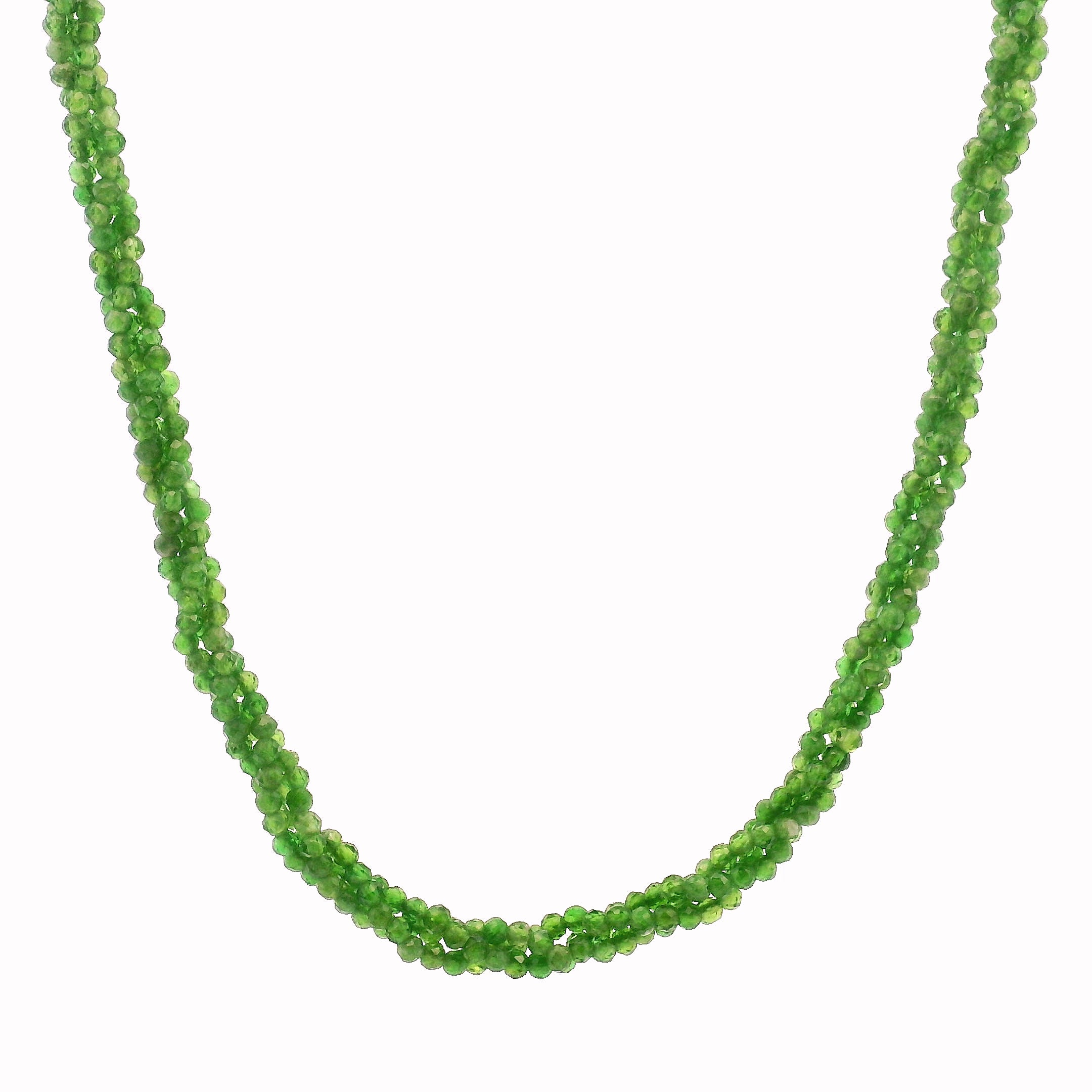 Chrome Diopside Braided Micro Faceted Necklace for Emotional Healing and Forgiveness