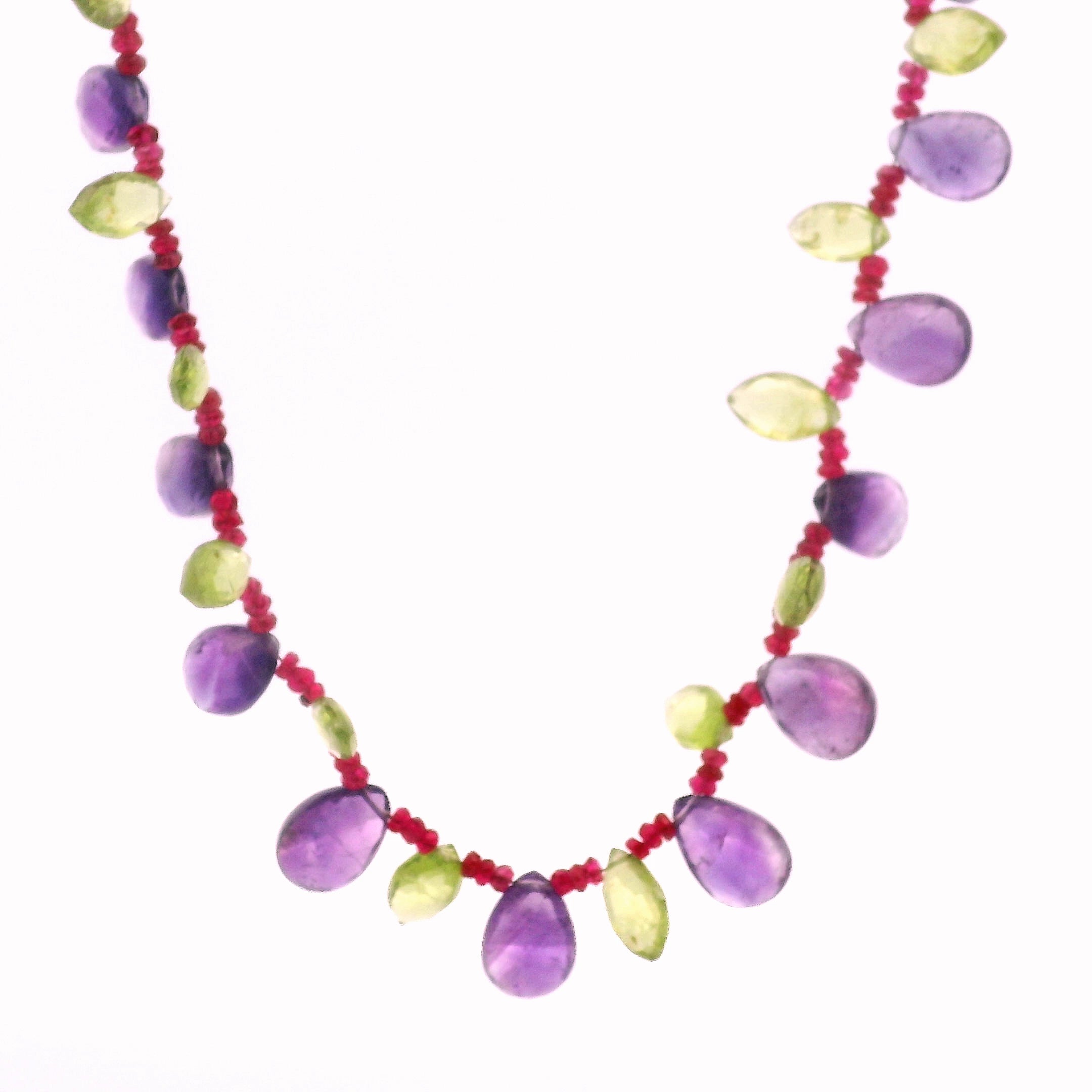 Ruby, Peridot and Amethyst Micro Necklace