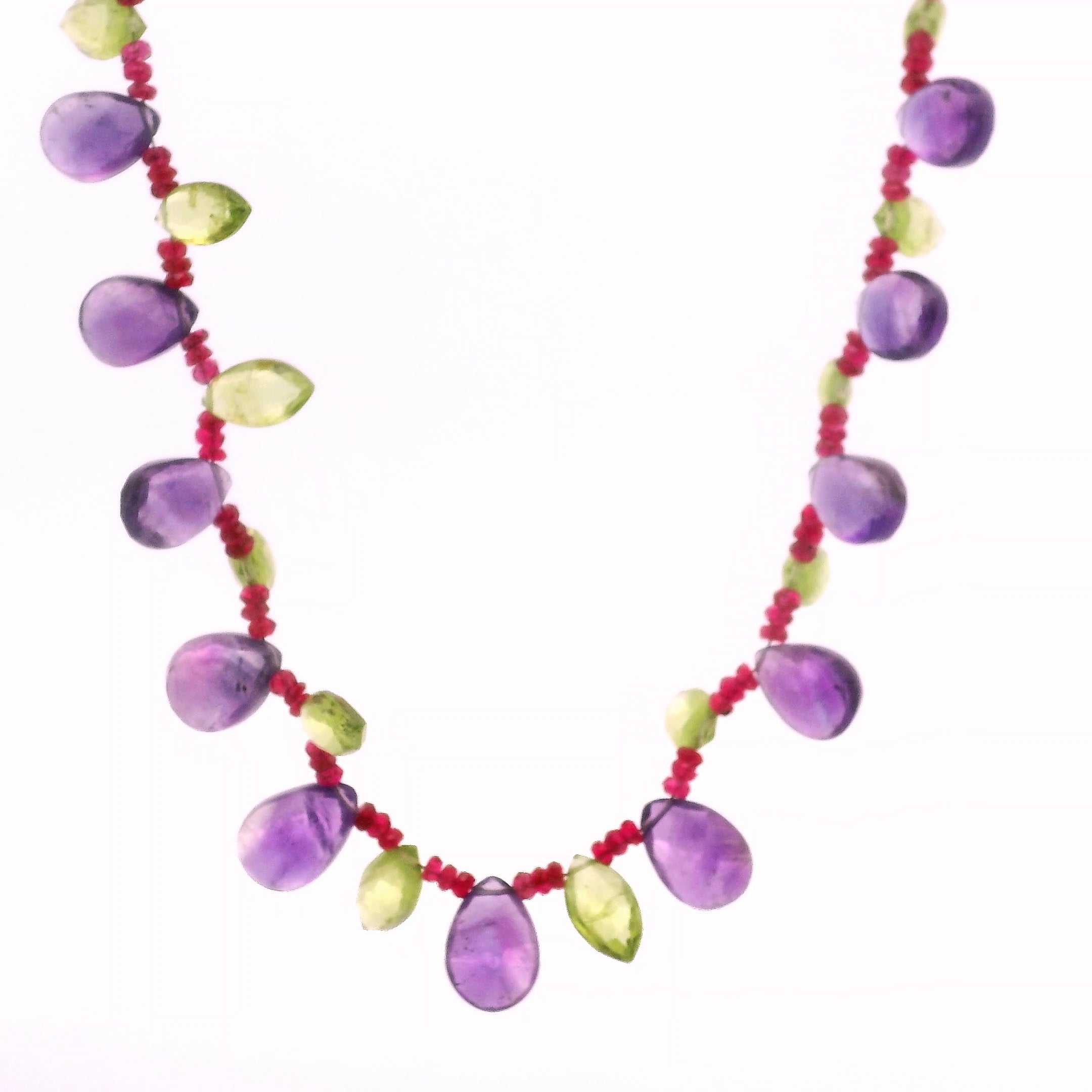 Ruby, Peridot and Amethyst Micro Necklace