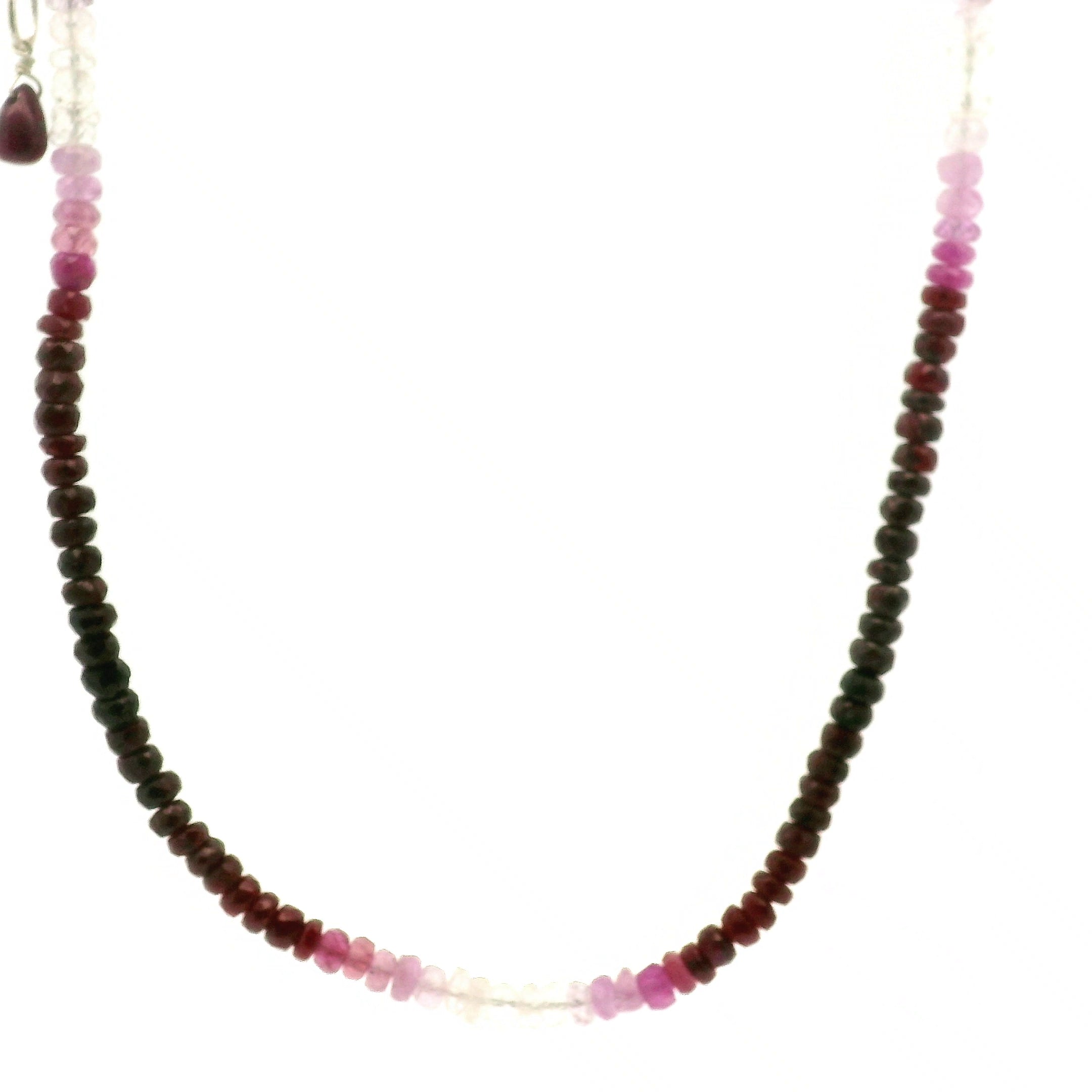 Ruby & Sapphire Faceted Rondelle Necklace for Enhancing Learning, Mental Strength & Supporting Life Force Energy