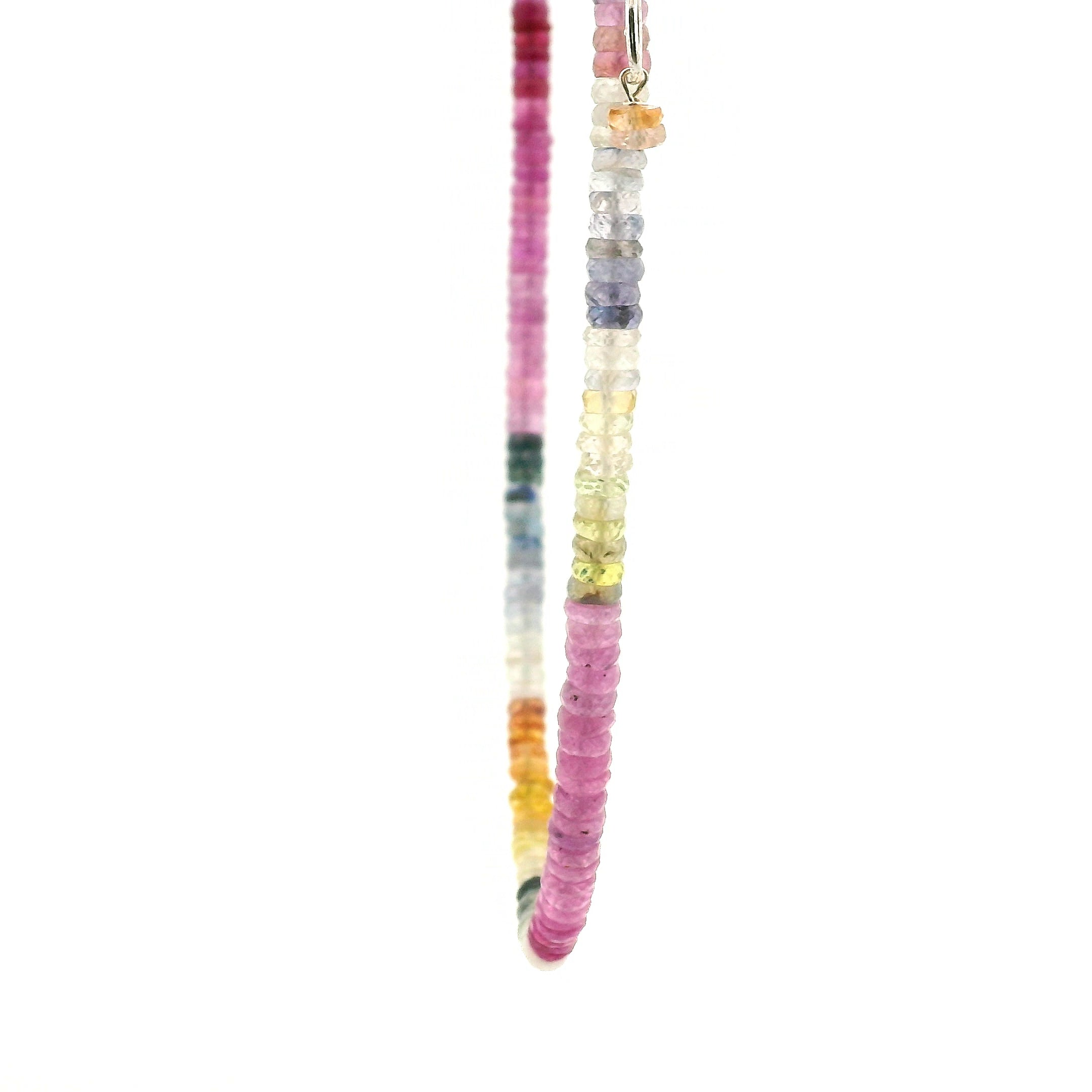Multi Color Sapphire Faceted Rondelle Necklace for Enhancing Learning, Mental Strength & Supporting Life Force Energy