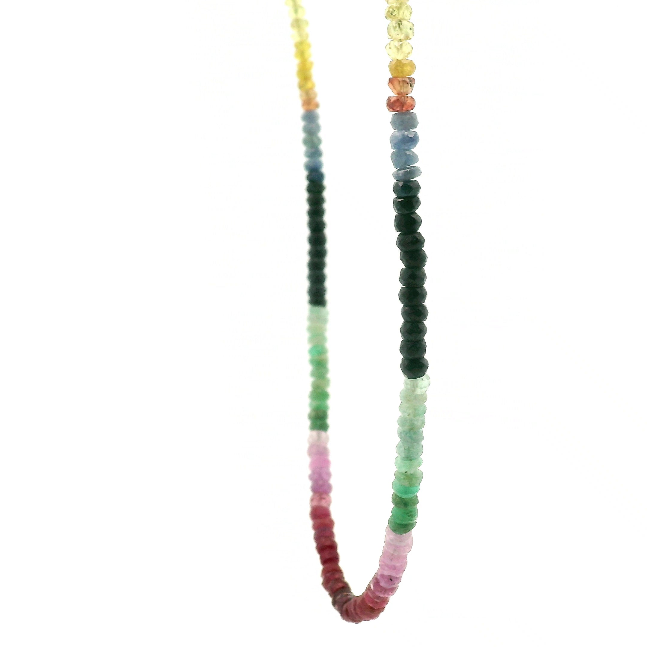 Ruby, Emerald & Sapphire Faceted Rondelle Necklace for Enhancing Learning, Mental Strength & Reenergizing Life Force Energy