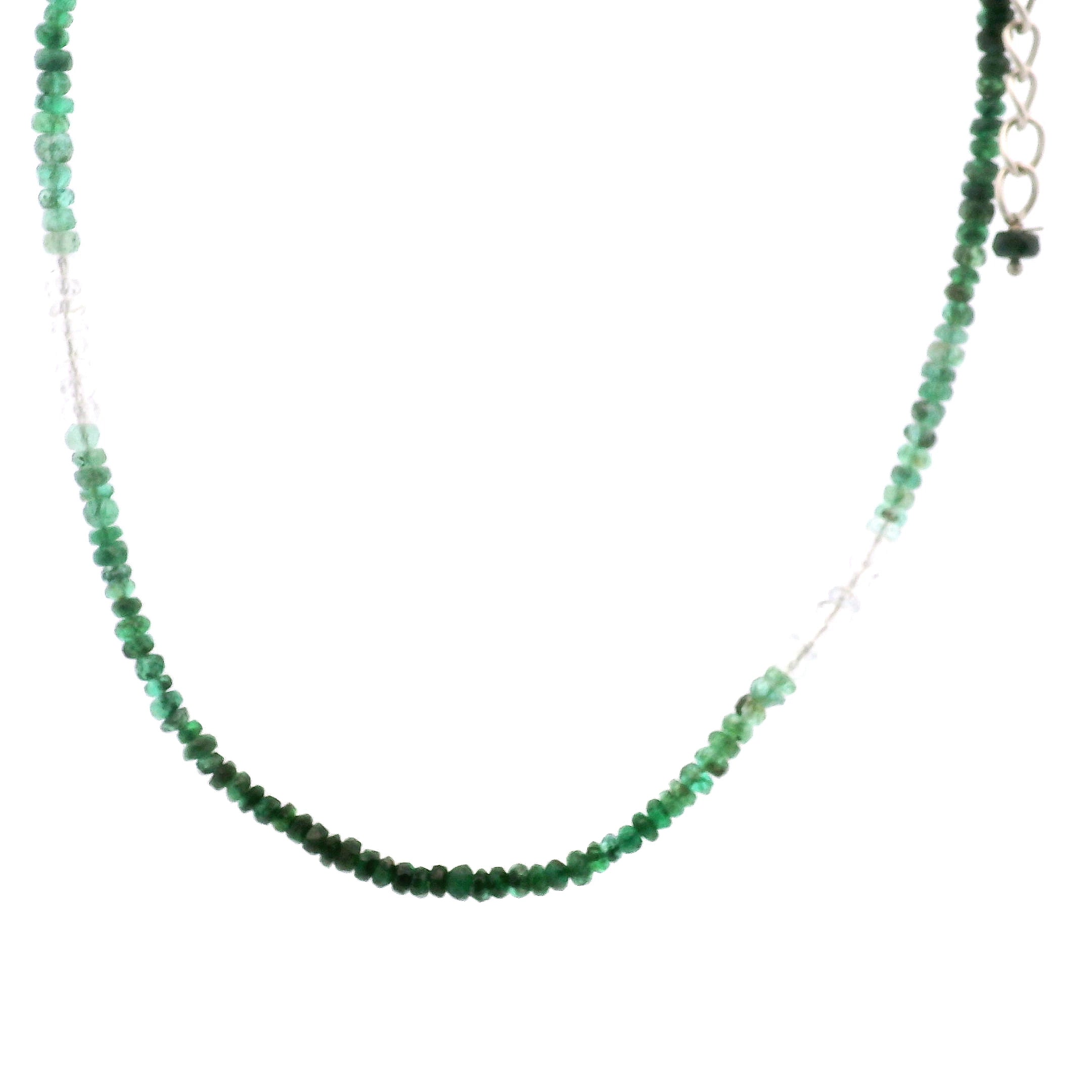 Emerald & Quartz Rondelle Necklace for Abundance, Love and Wealth