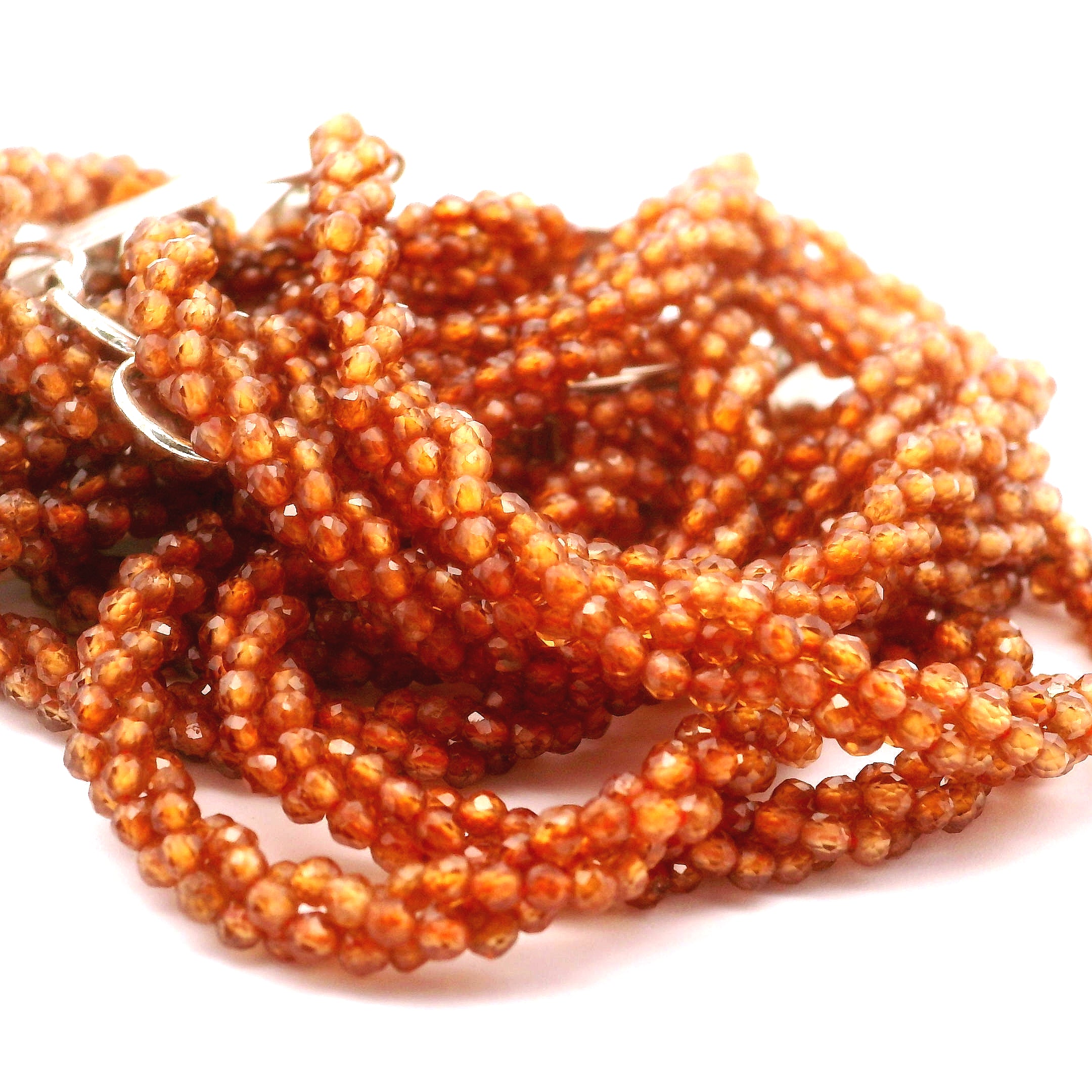 Hessonite Garnet Braided Micro Faceted Necklace for Manifesting Love and Success in your Career, Protection and Wealth