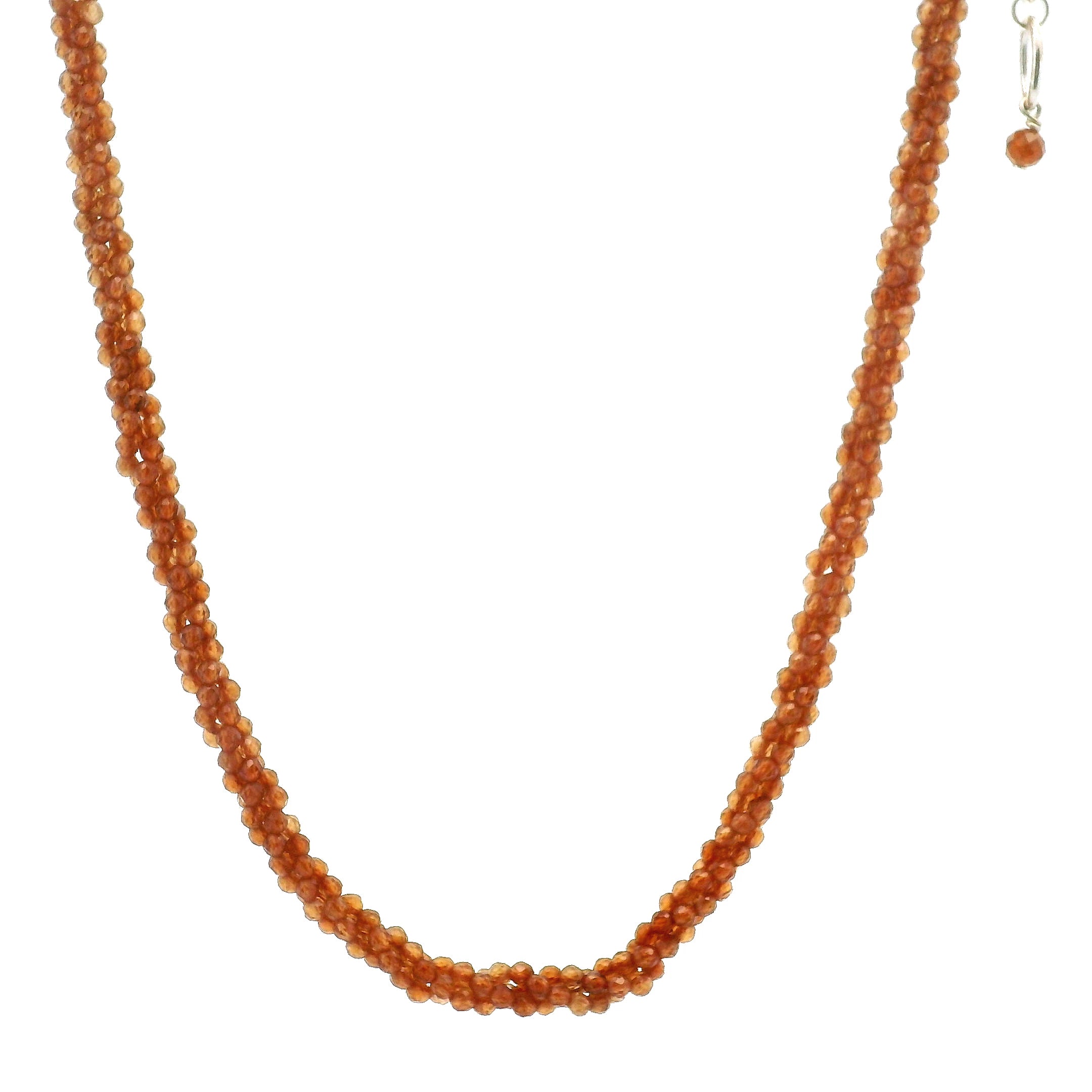 Hessonite Garnet Braided Micro Faceted Necklace for Manifesting Love and Success in your Career, Protection and Wealth